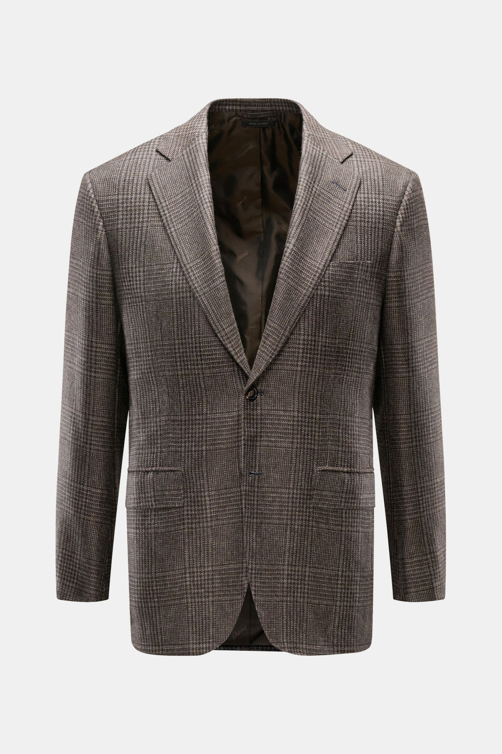 Brioni Cashmere jacket 'New Plume' dark brown/grey-brown - brown checked