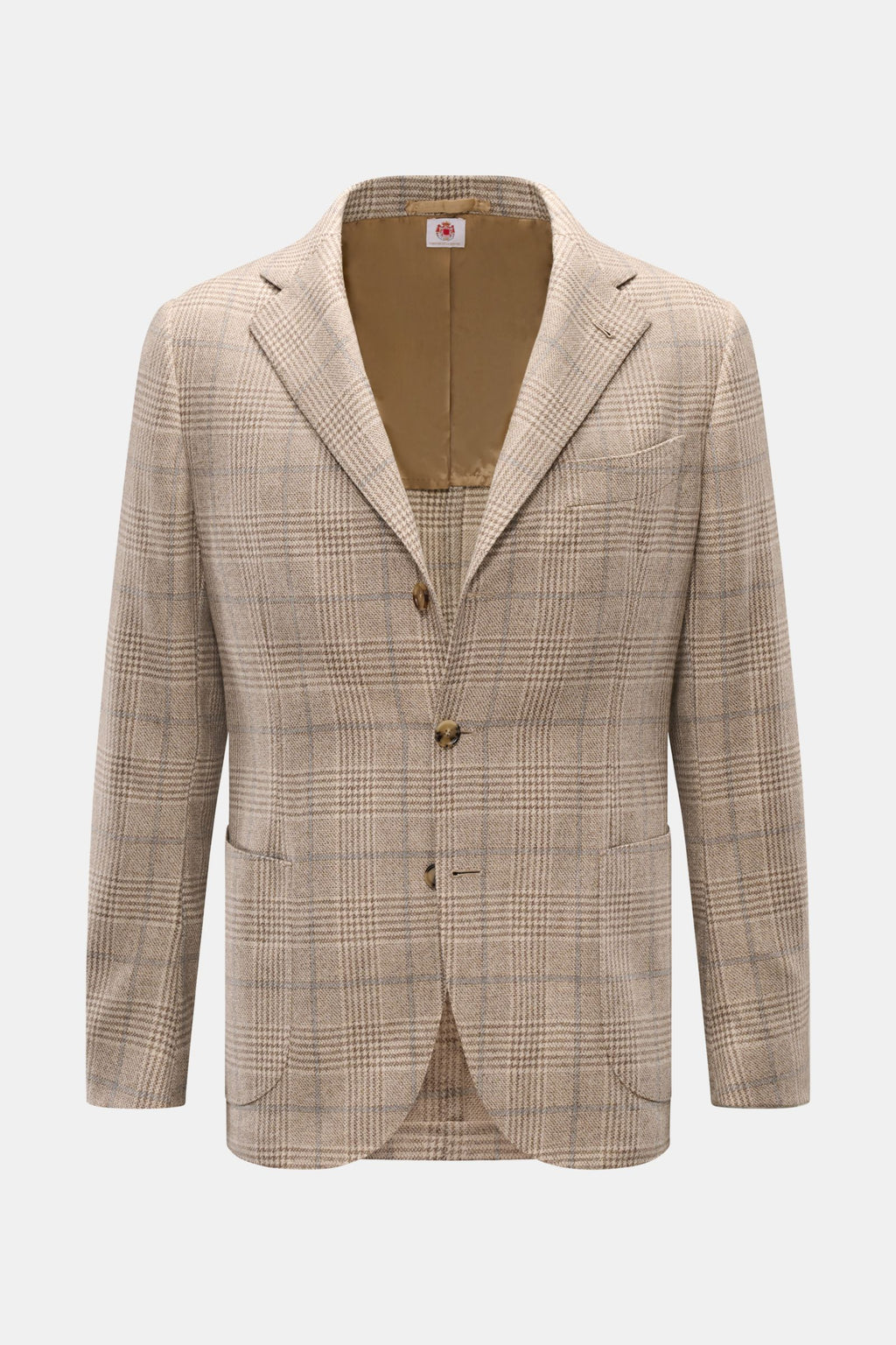 Borrelli Smart-casual jacket 'Procida' beige/grey-brown - brown checked