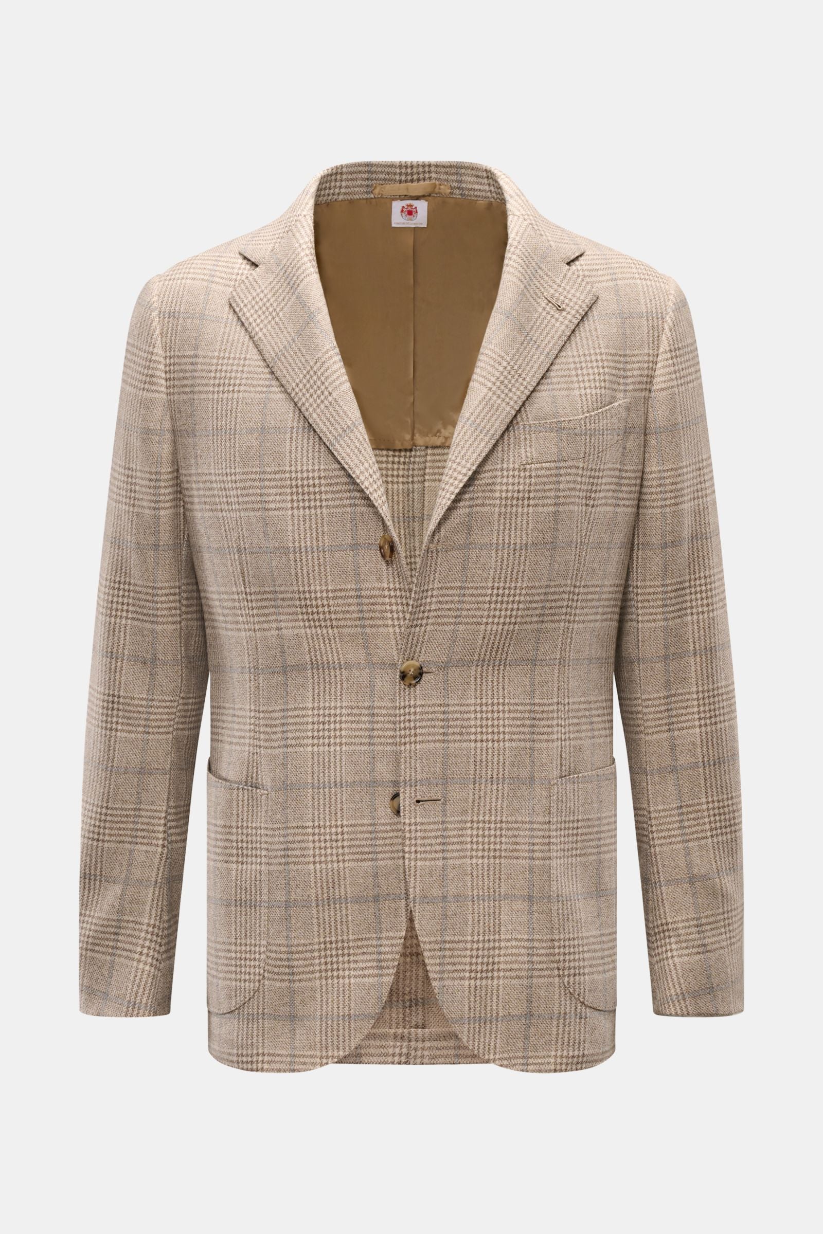 Borrelli Smart-casual jacket 'Procida' beige/grey-brown - brown checked