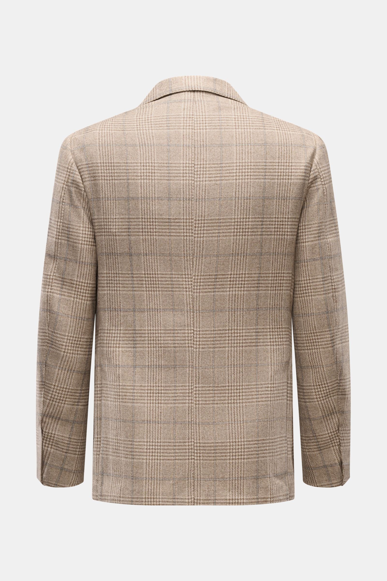 Borrelli Smart-casual jacket 'Procida' beige/grey-brown - brown checked
