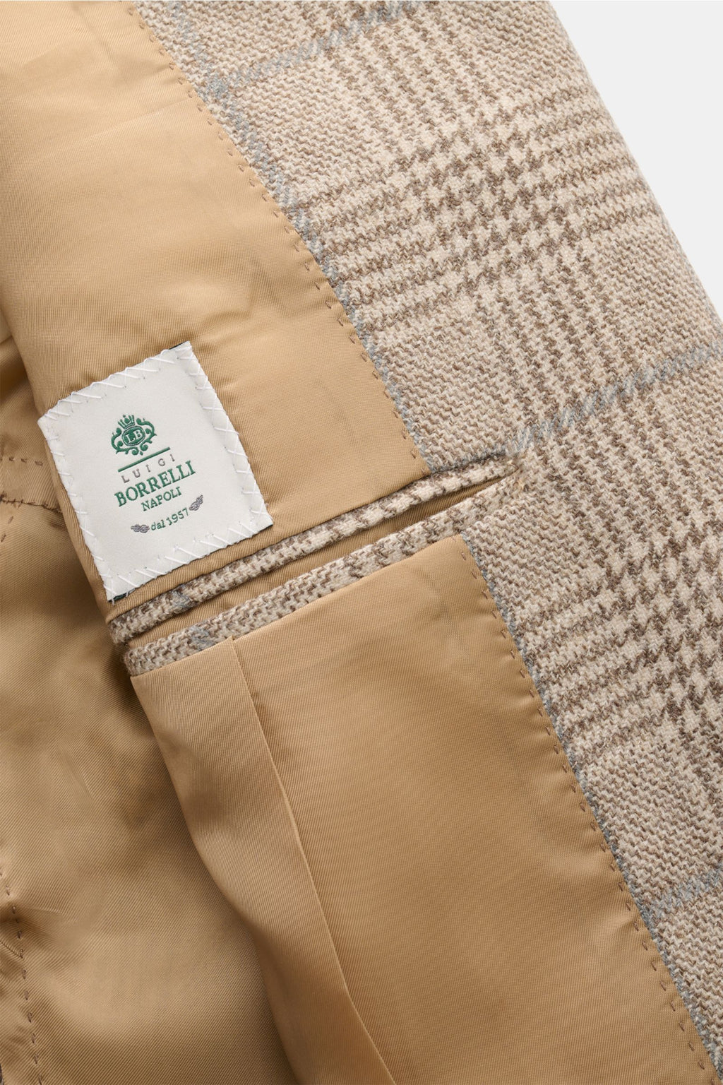 Borrelli Smart-casual jacket 'Procida' beige/grey-brown - brown checked