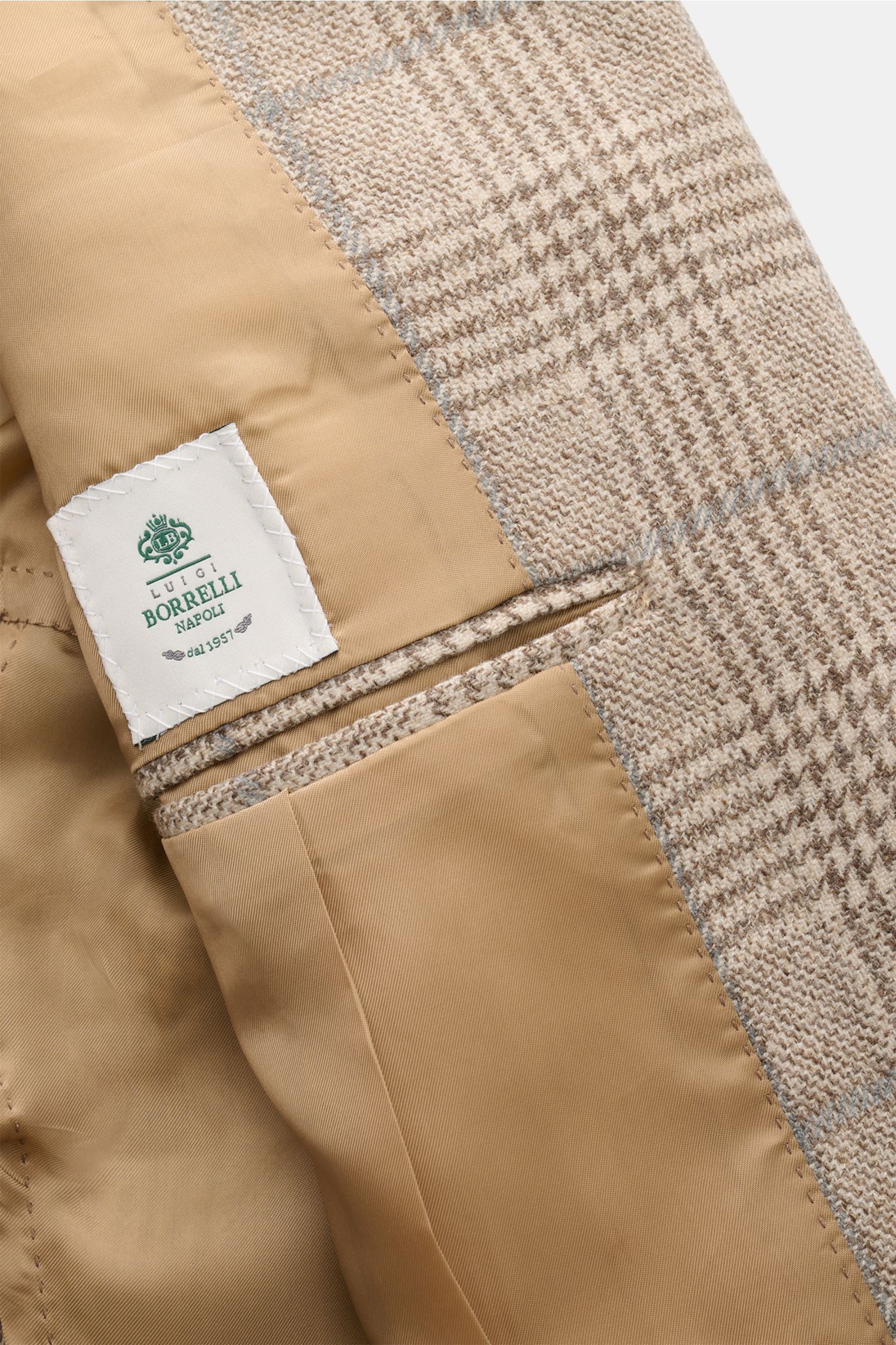 Borrelli Smart-casual jacket 'Procida' beige/grey-brown - brown checked