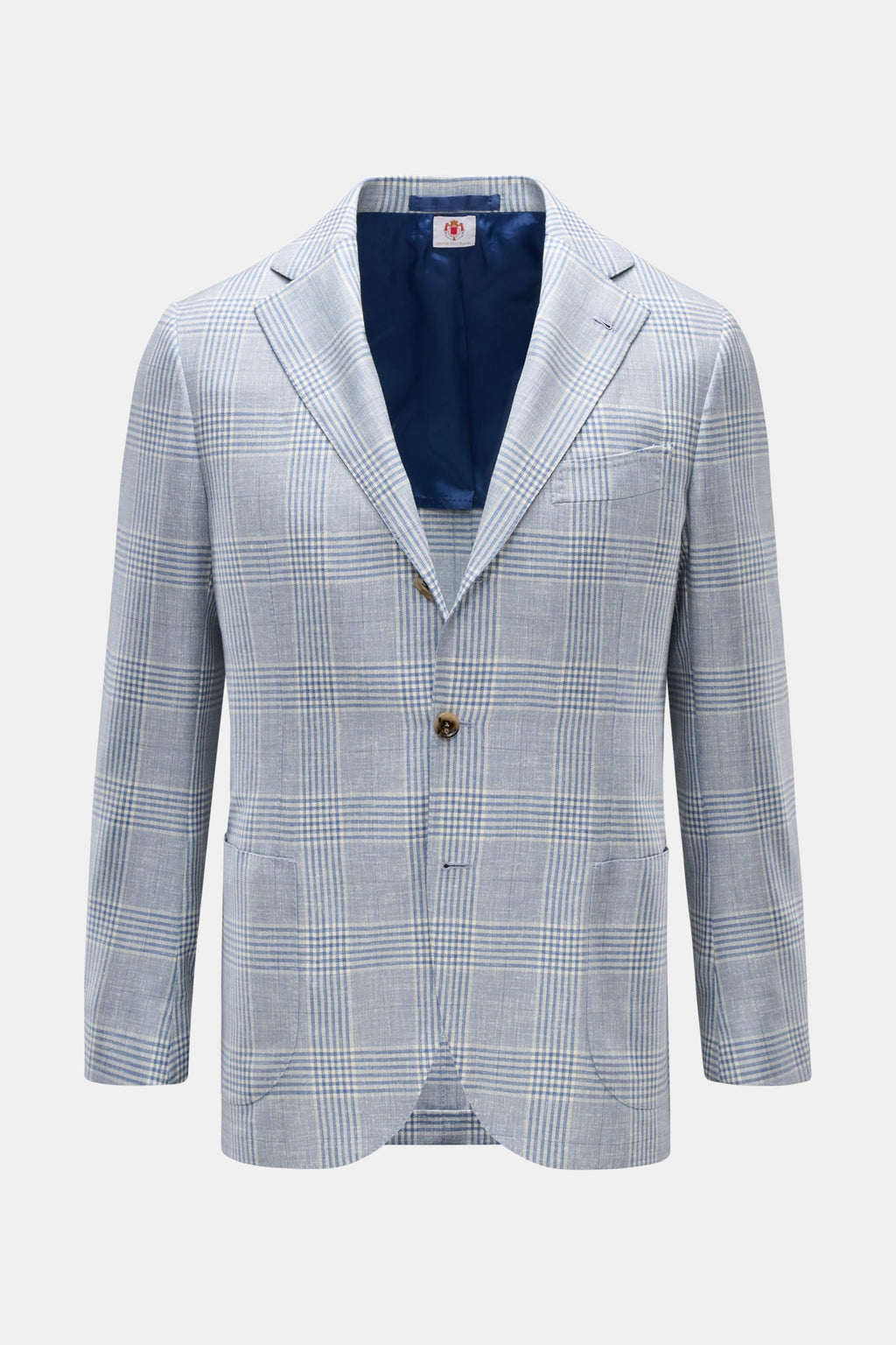 Borrelli Smart-casual jacket 'Procida' smoky blue/off-white - white checked