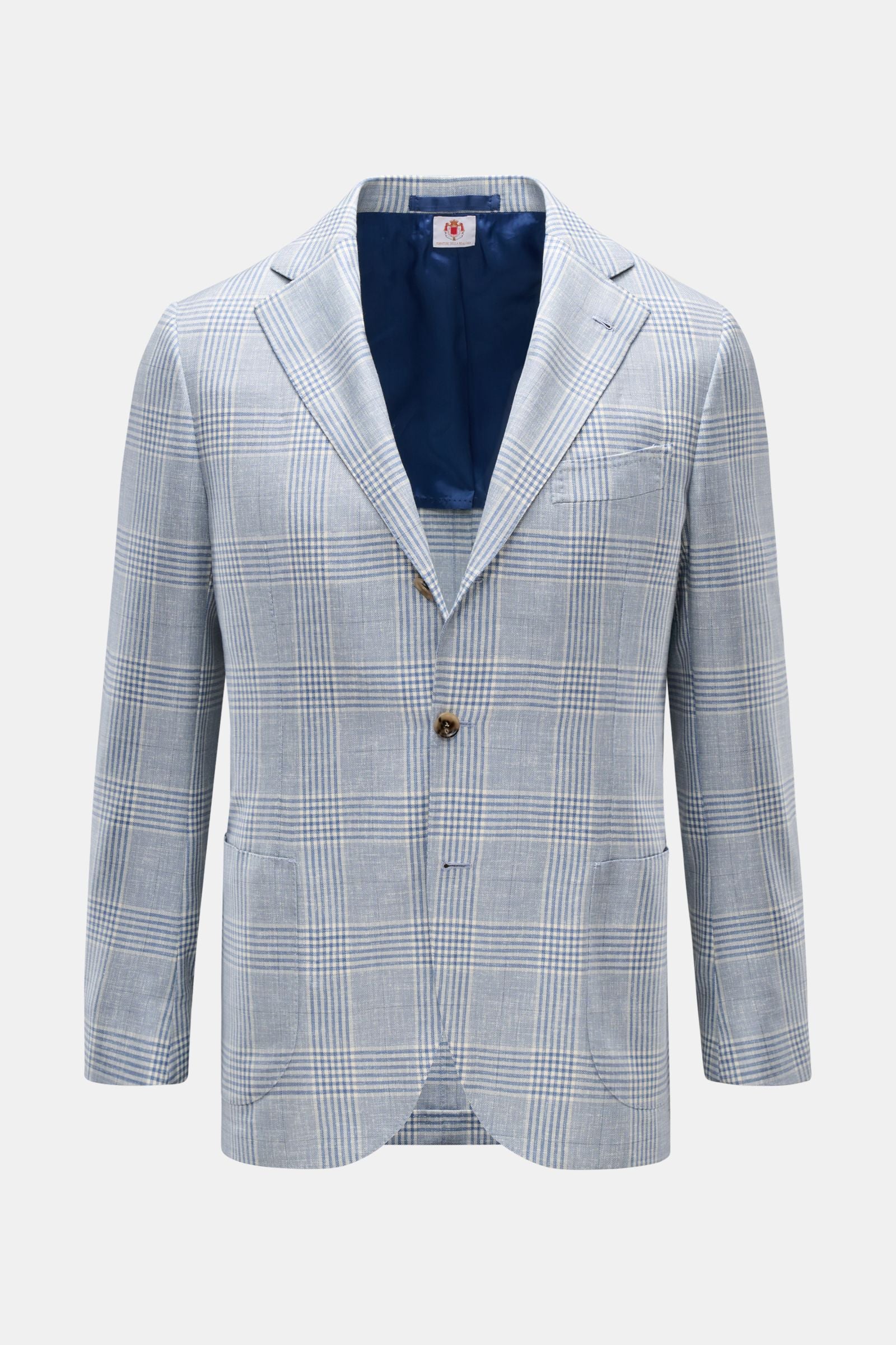 Borrelli Smart-casual jacket 'Procida' smoky blue/off-white - white checked