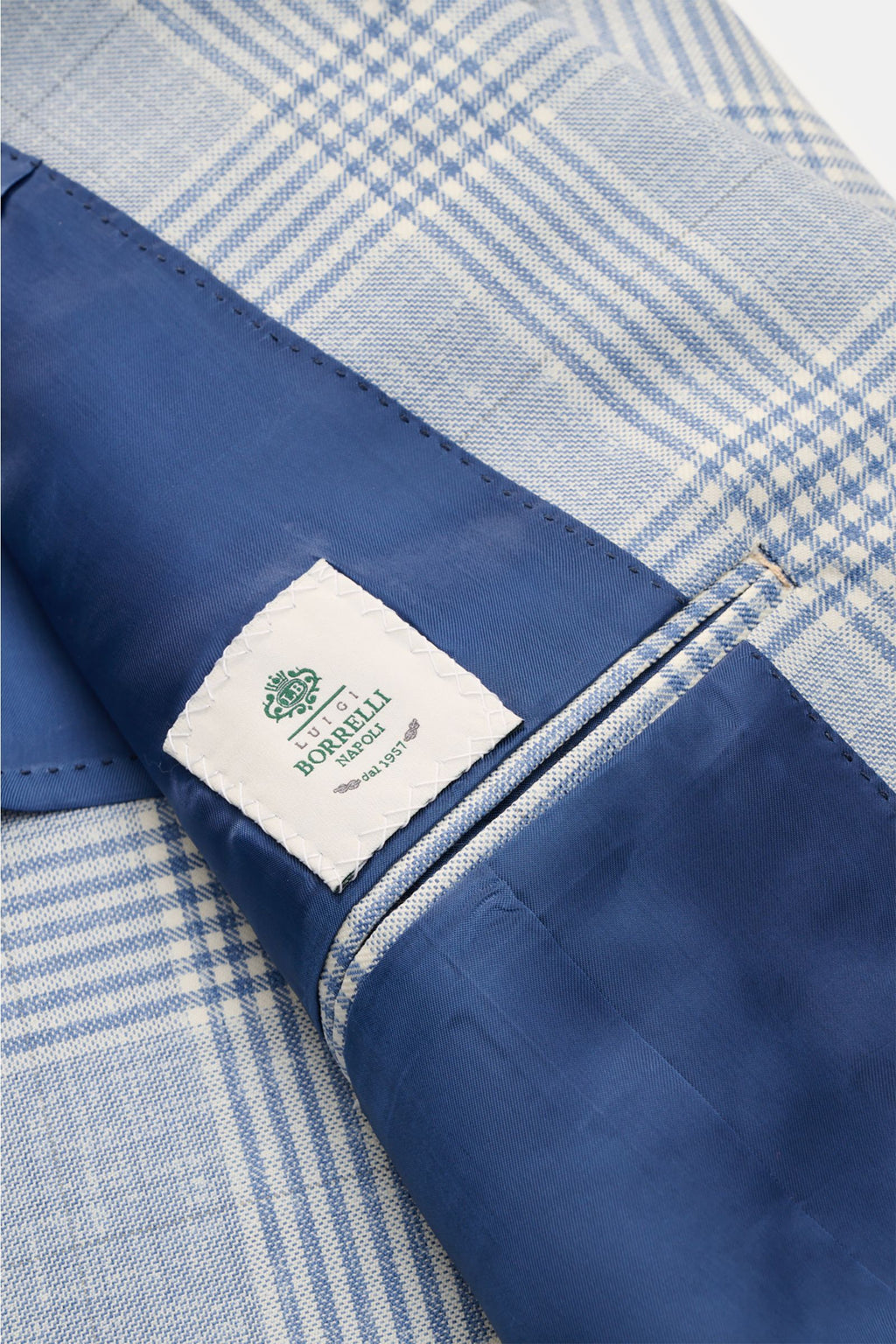 Borrelli Smart-casual jacket 'Procida' smoky blue/off-white - white checked