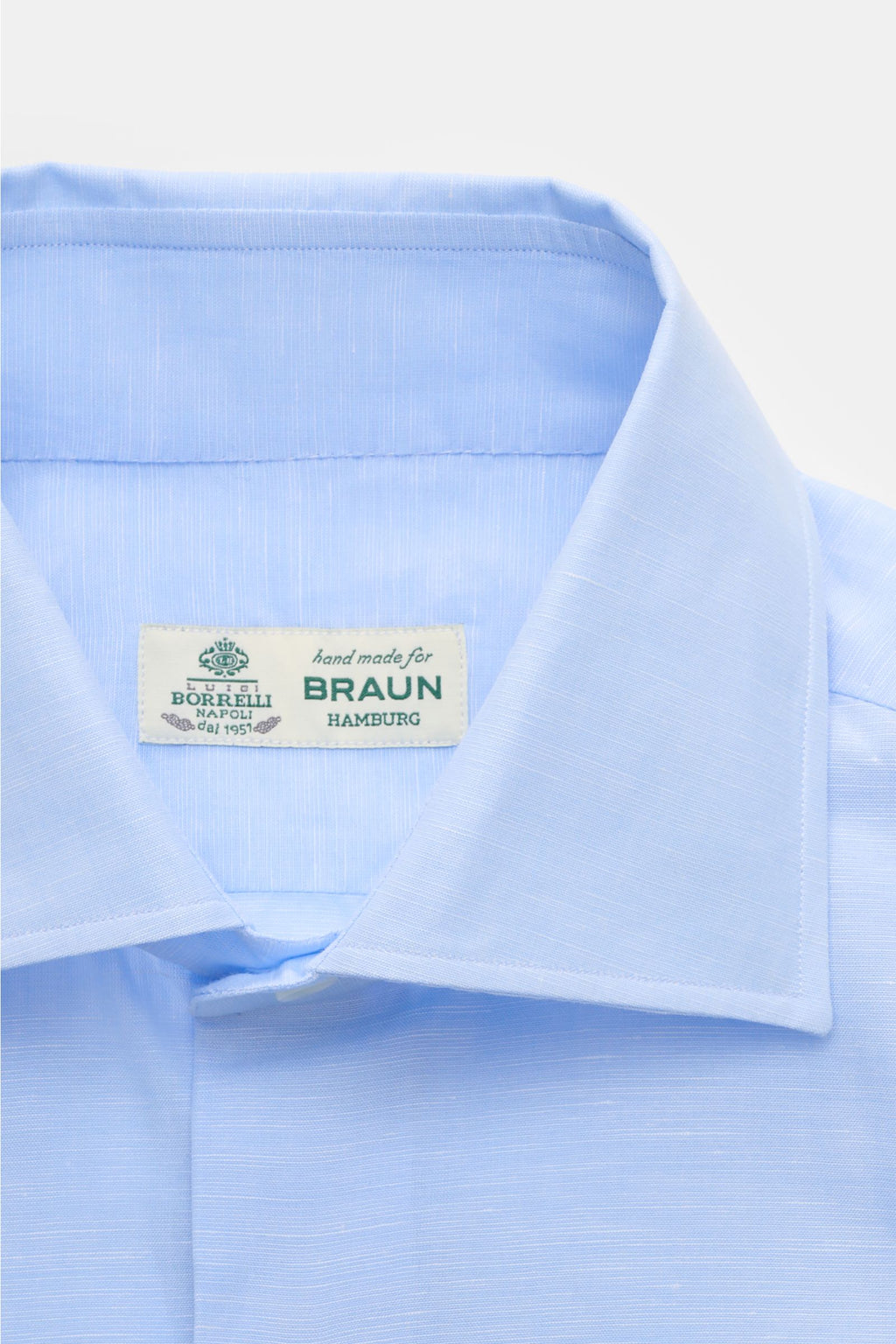 Borrelli Business shirt 'Luciano' Kent collar - Light blue