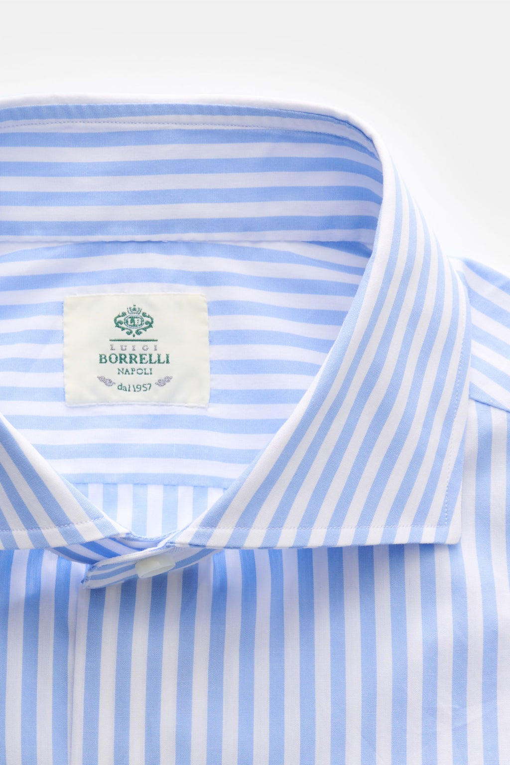 Borrelli Business shirt 'Nando' shark collar light blue/white ed - Light blue