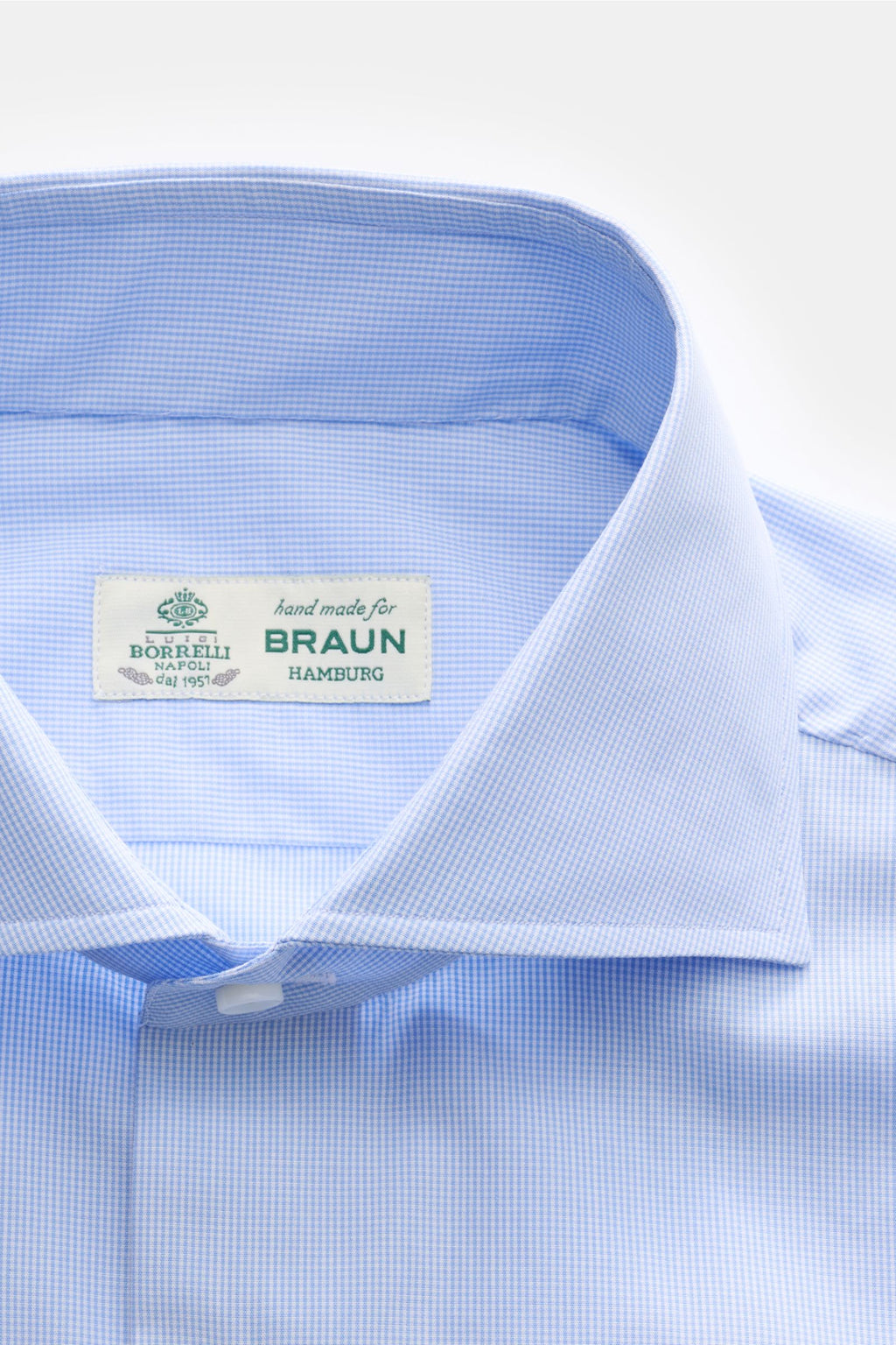 Borrelli Business shirt 'Nando' shark collar light blue/white ed - Light blue 3