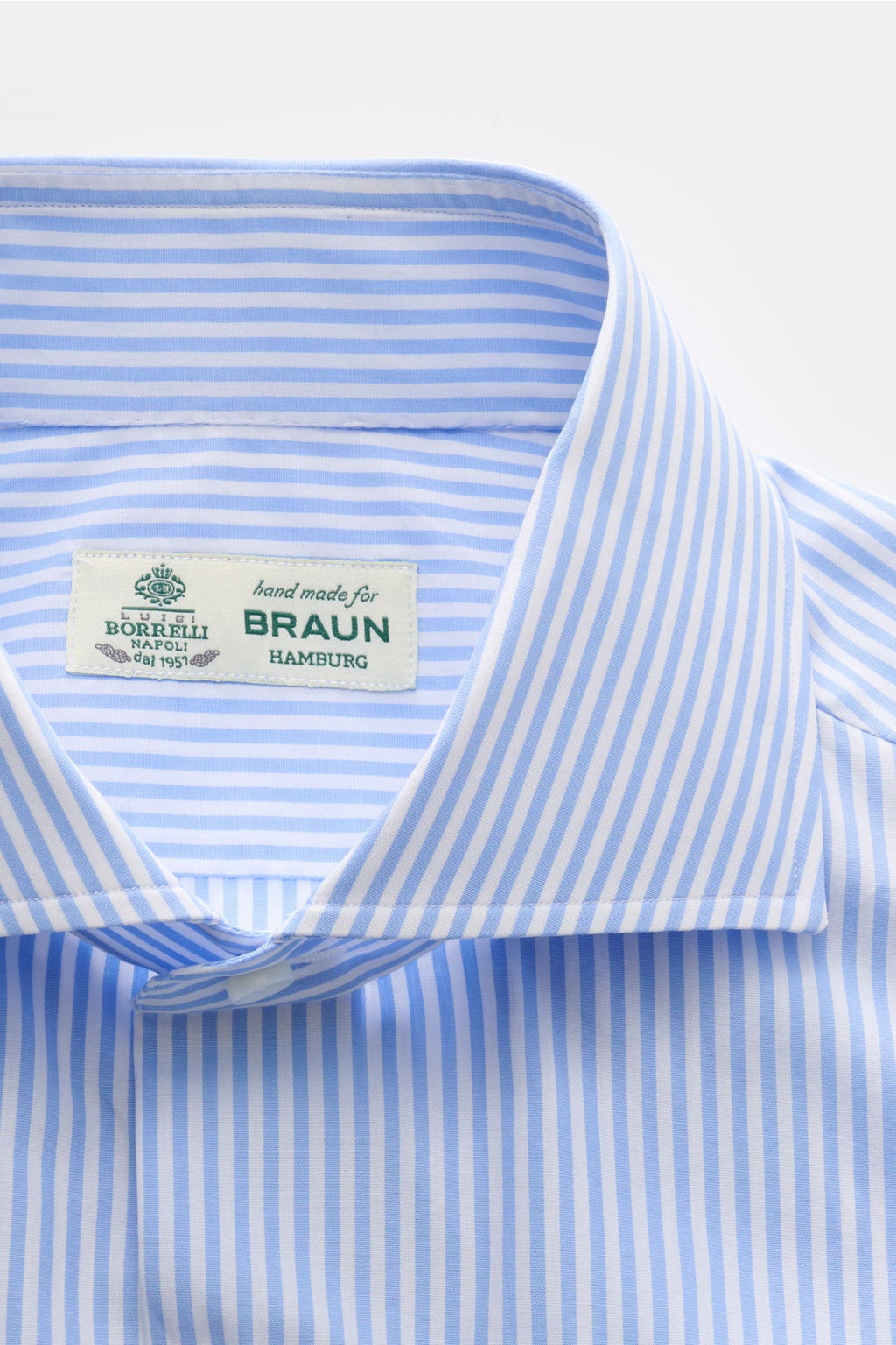 Borrelli Business shirt 'Nando' shark collar light blue/white ed - striped
