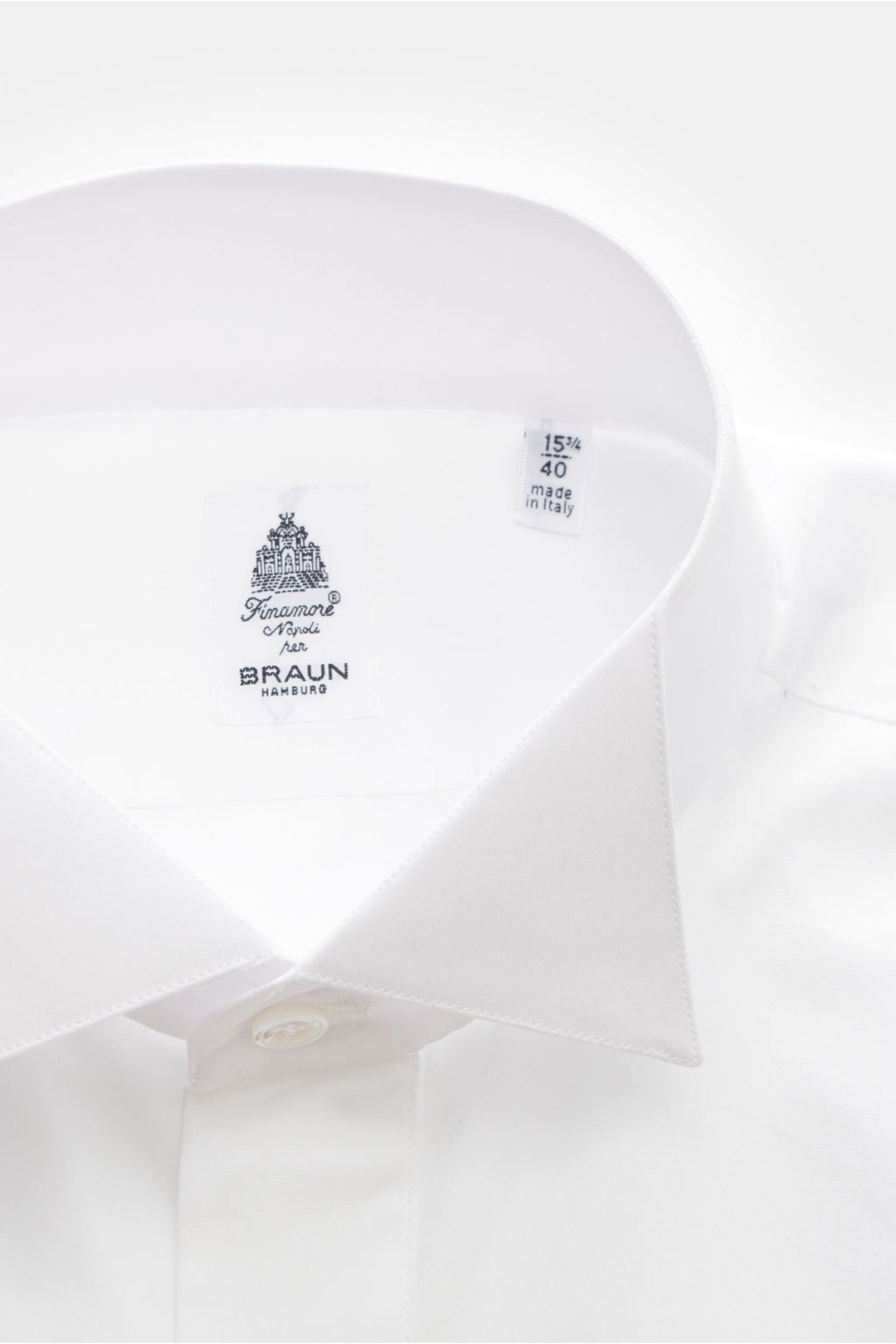 Finamore Tuxedo shirt 'Luciano' wing collar - white