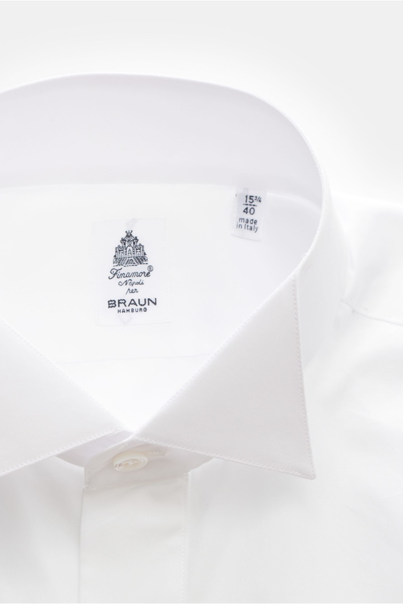 Finamore Tuxedo shirt 'Luciano' wing collar - white
