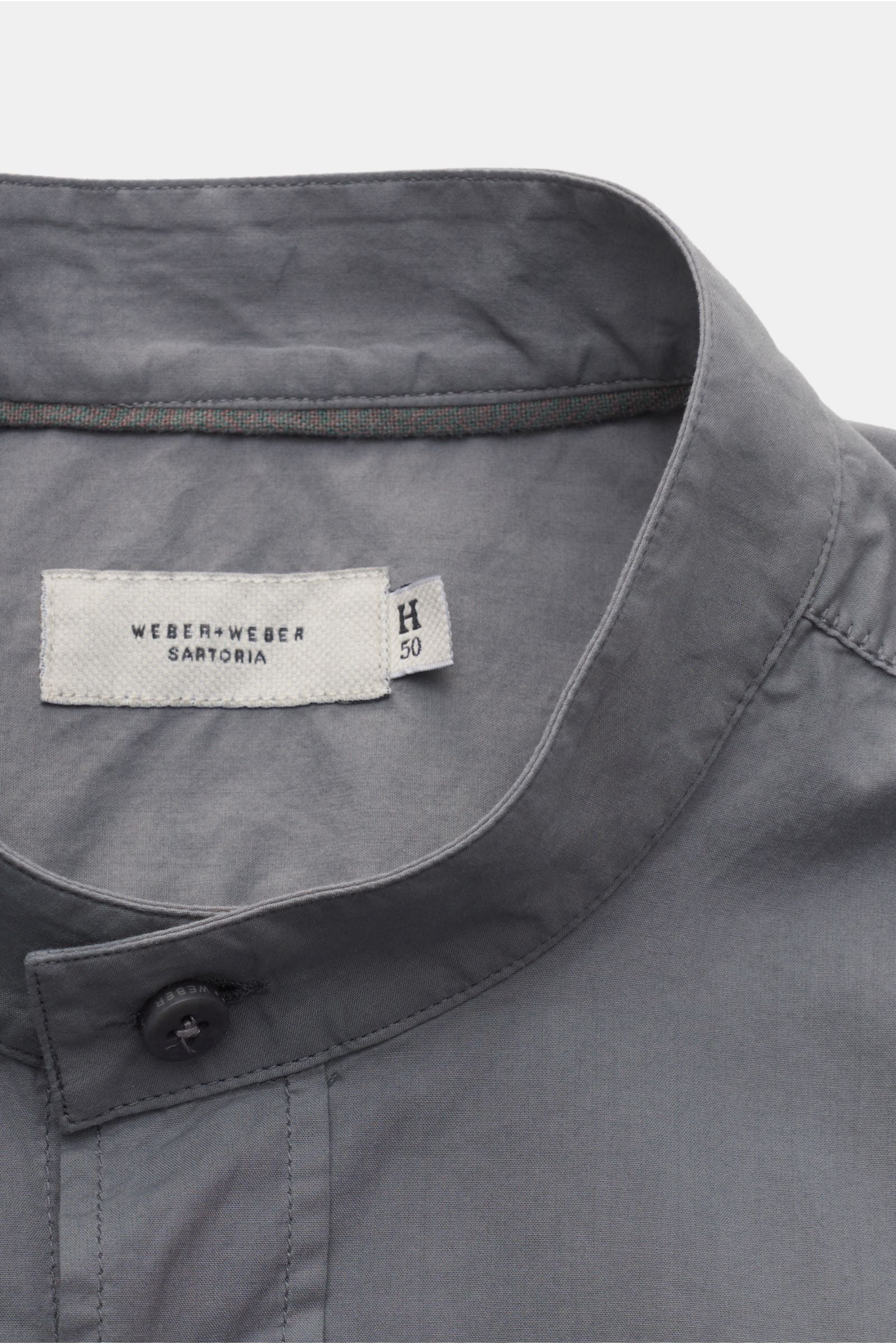 Weber+Weber Casual shirt 'Vintage Popeline Collar Shirt' grandad collar - grey