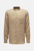 Weber+Weber Linen shirt 'Linen Collar Shirt' grandad collar - Khaki