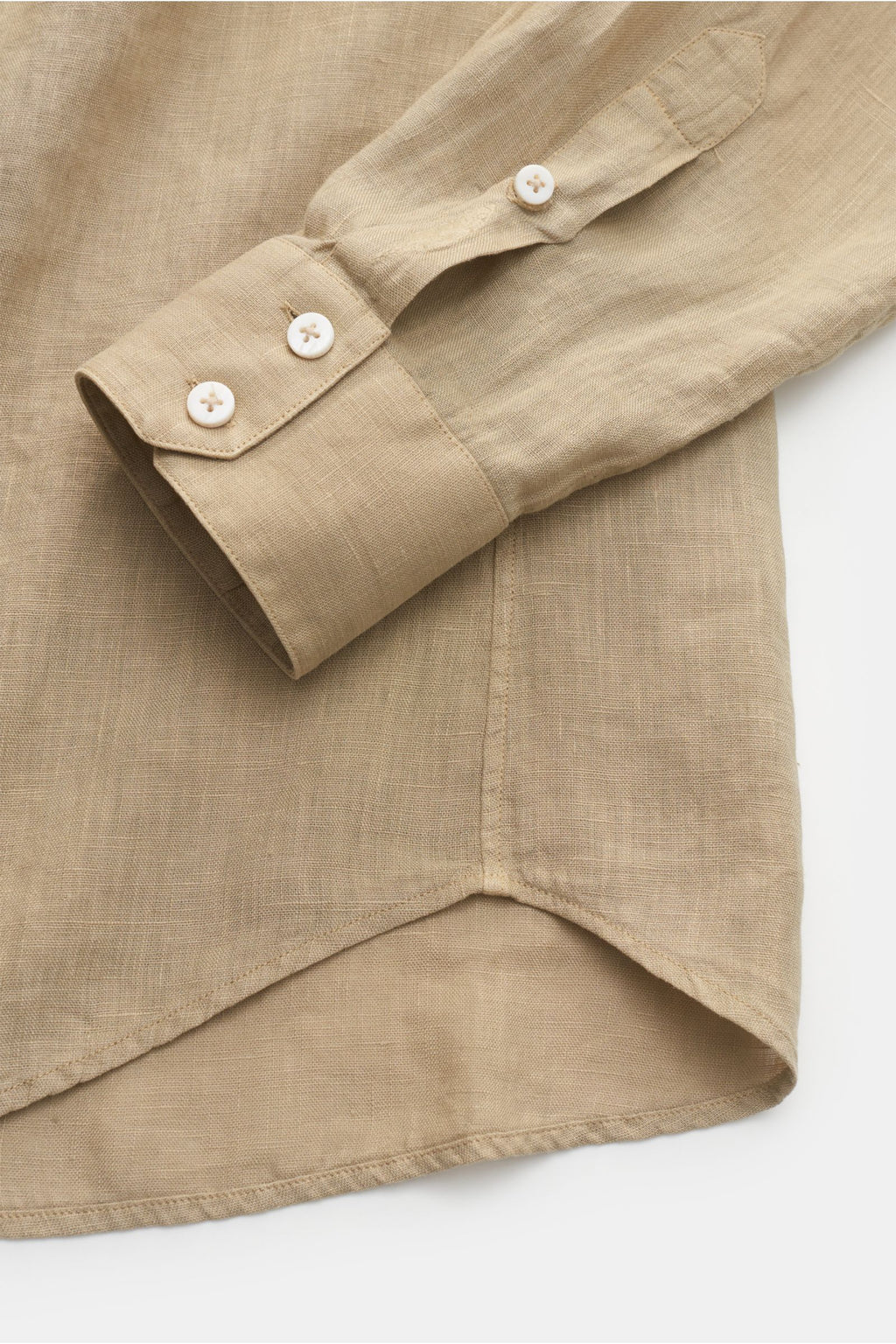 Weber+Weber Linen shirt 'Linen Collar Shirt' grandad collar - Khaki