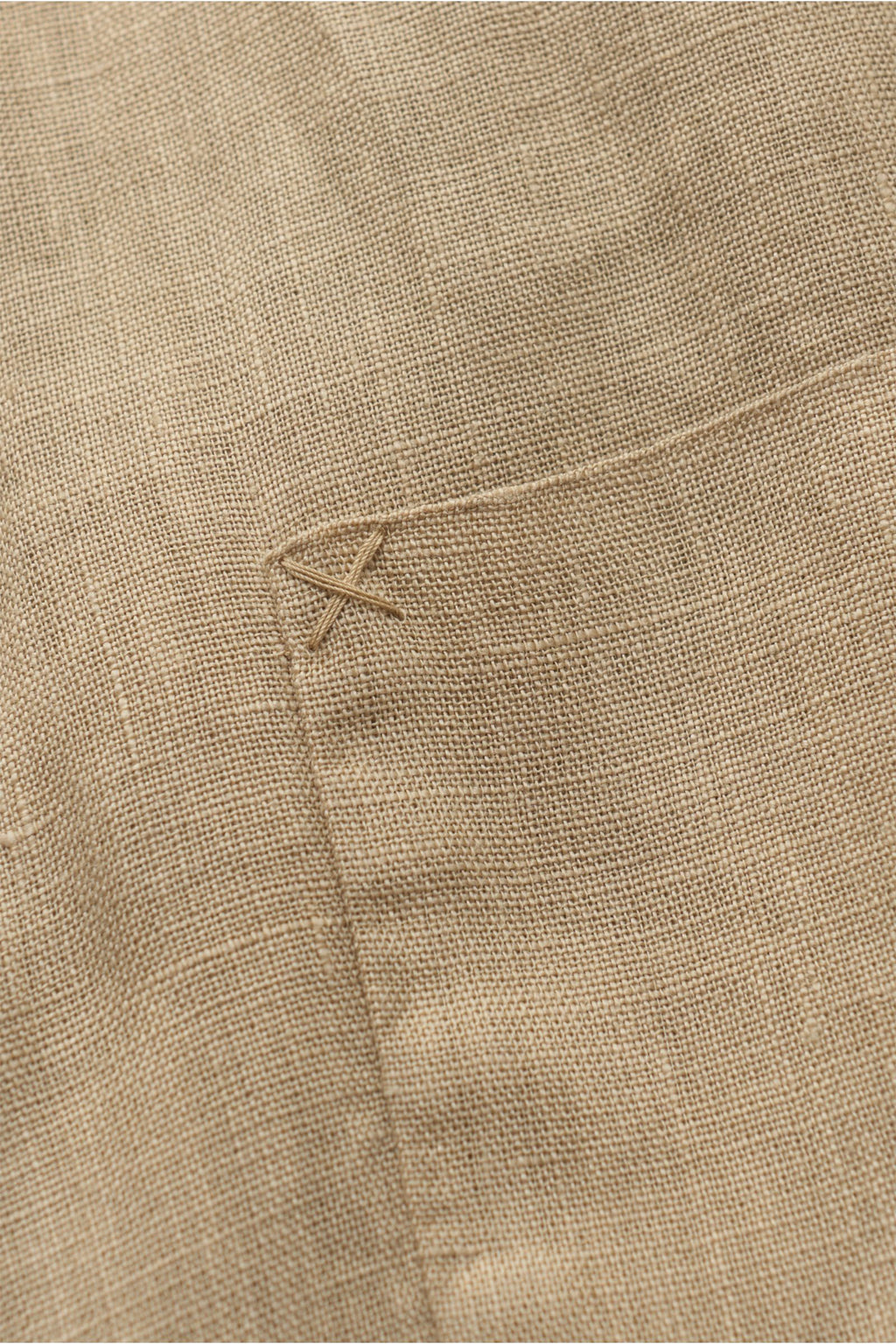 Weber+Weber Linen shirt 'Linen Collar Shirt' grandad collar - Khaki