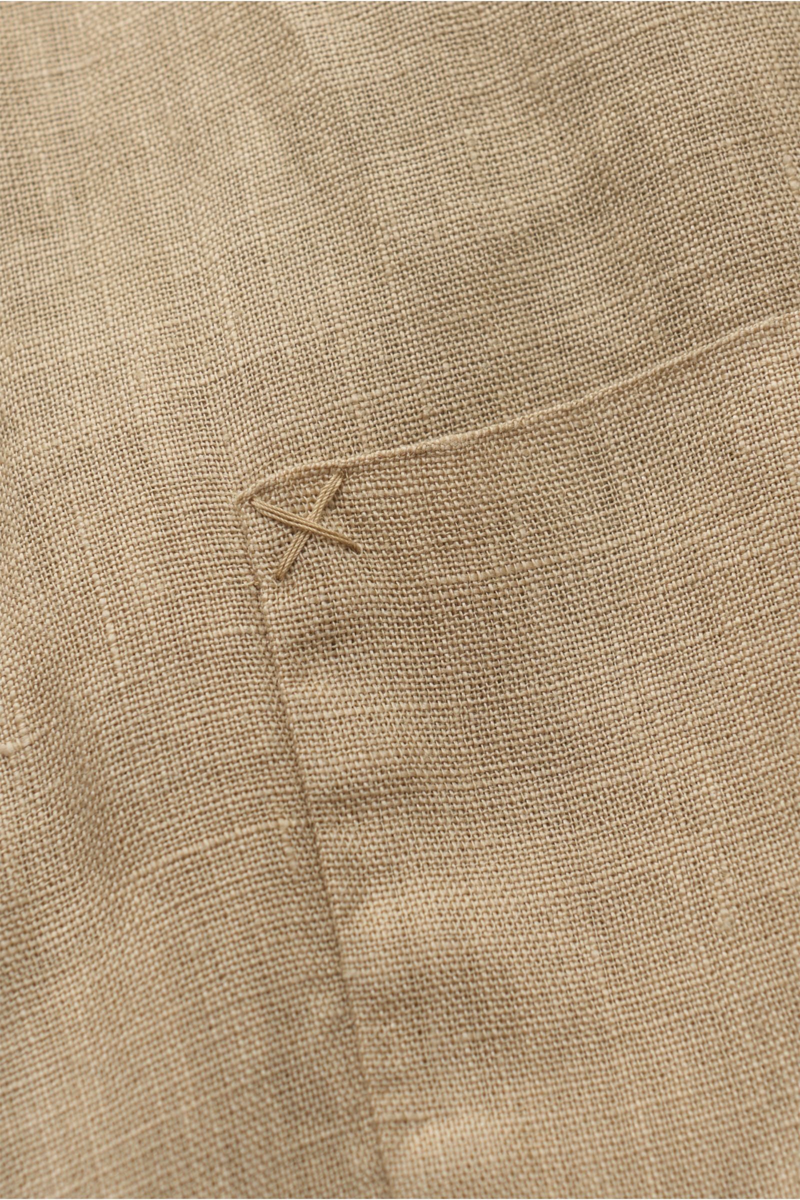 Weber+Weber Linen shirt 'Linen Collar Shirt' grandad collar - Khaki