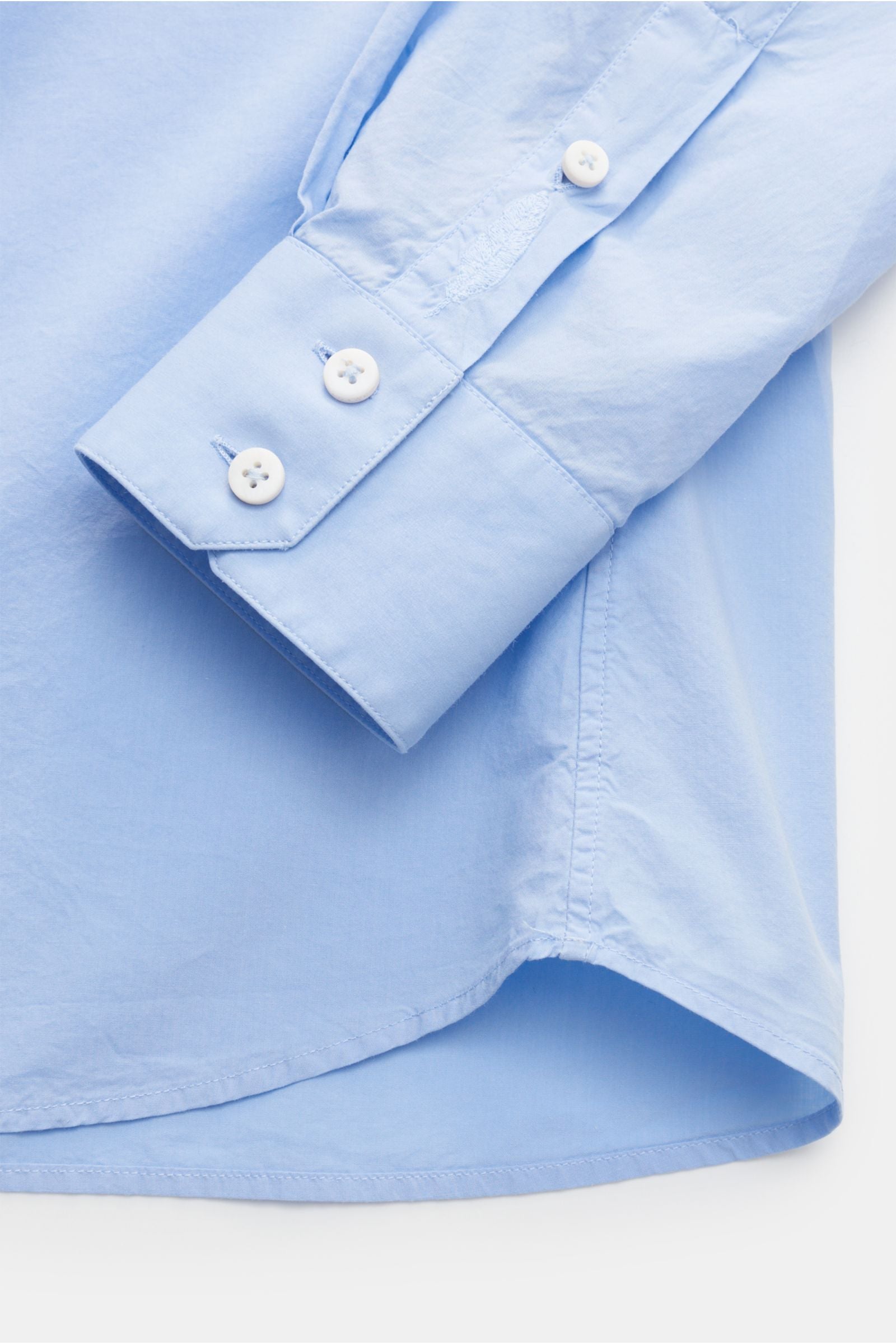 Weber+Weber Casual shirt 'Vintage Popeline Plain Collar Shirt' grandad collar - light blue
