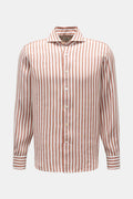Gherardi Casual shirt shark collar brown/off-white - white striped