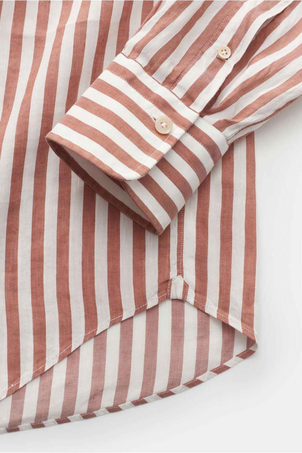 Gherardi Casual shirt shark collar brown/off-white - white striped