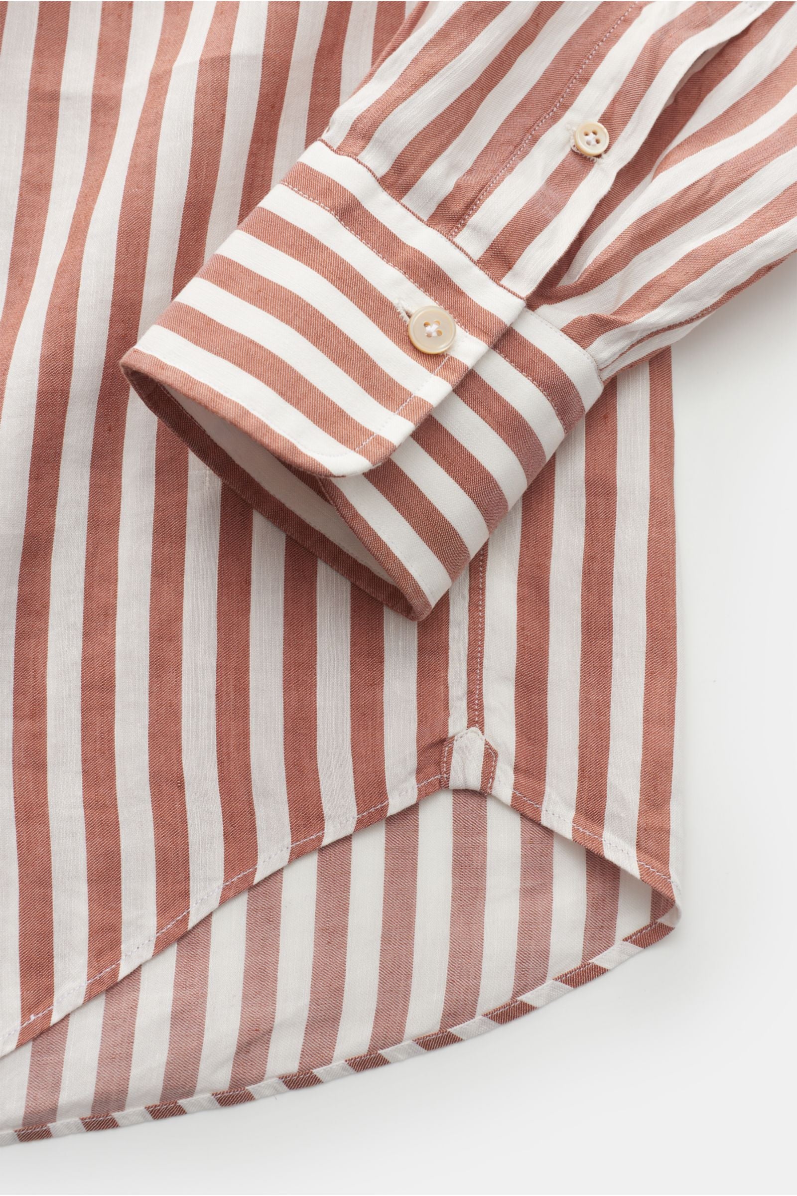 Gherardi Casual shirt shark collar brown/off-white - white striped