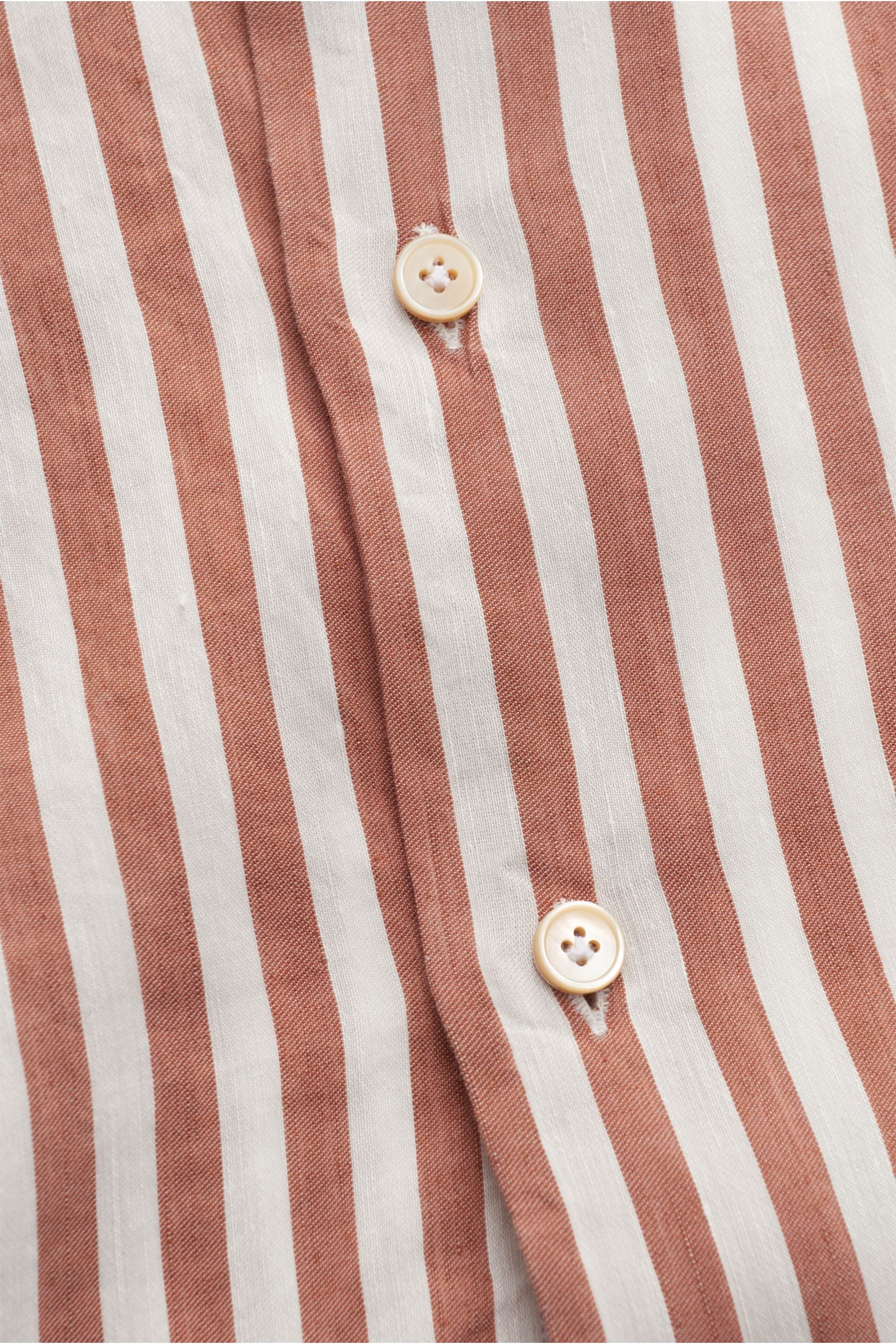 Gherardi Casual shirt shark collar brown/off-white - white striped