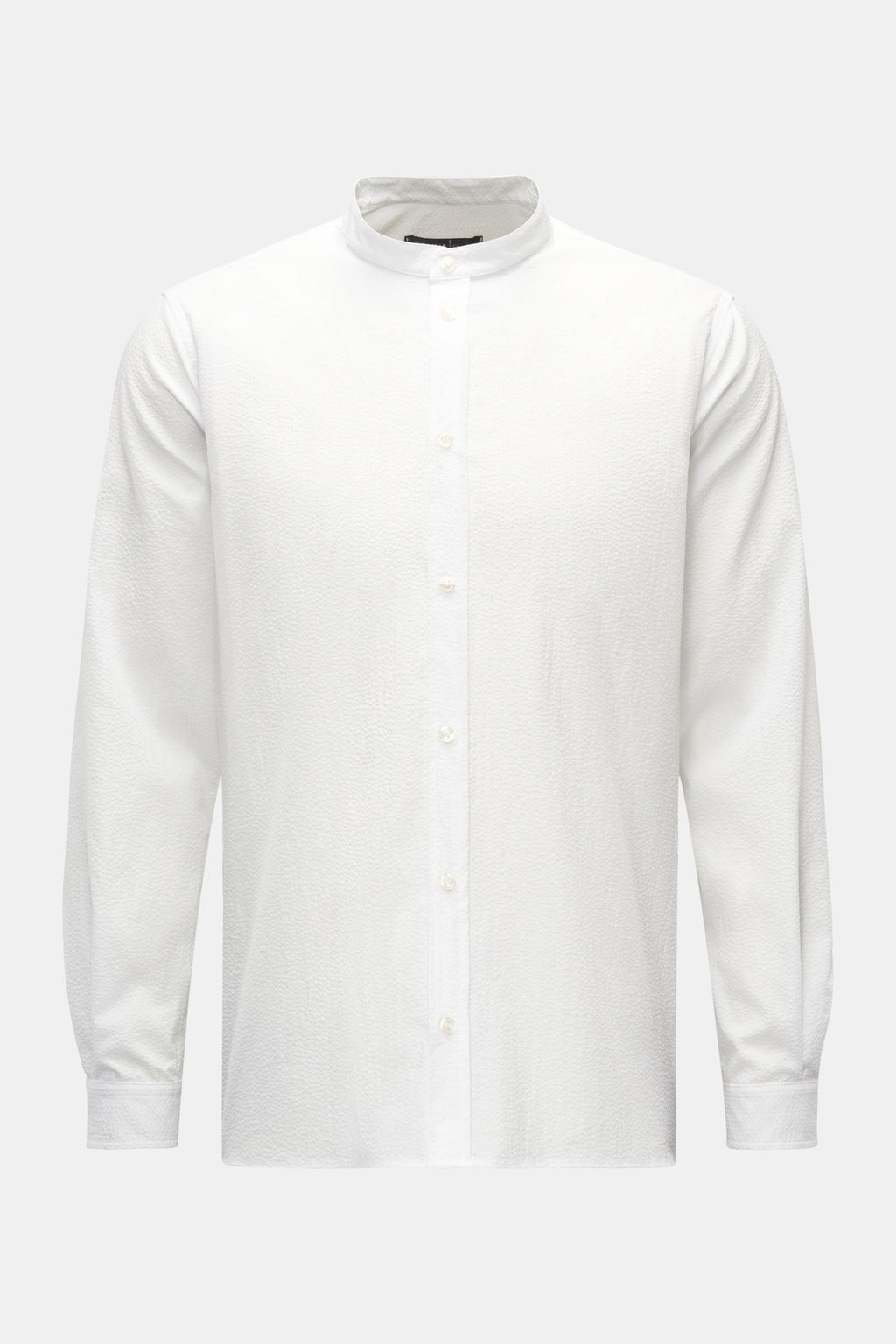 Cruna Seersucker shirt grandad collar - white