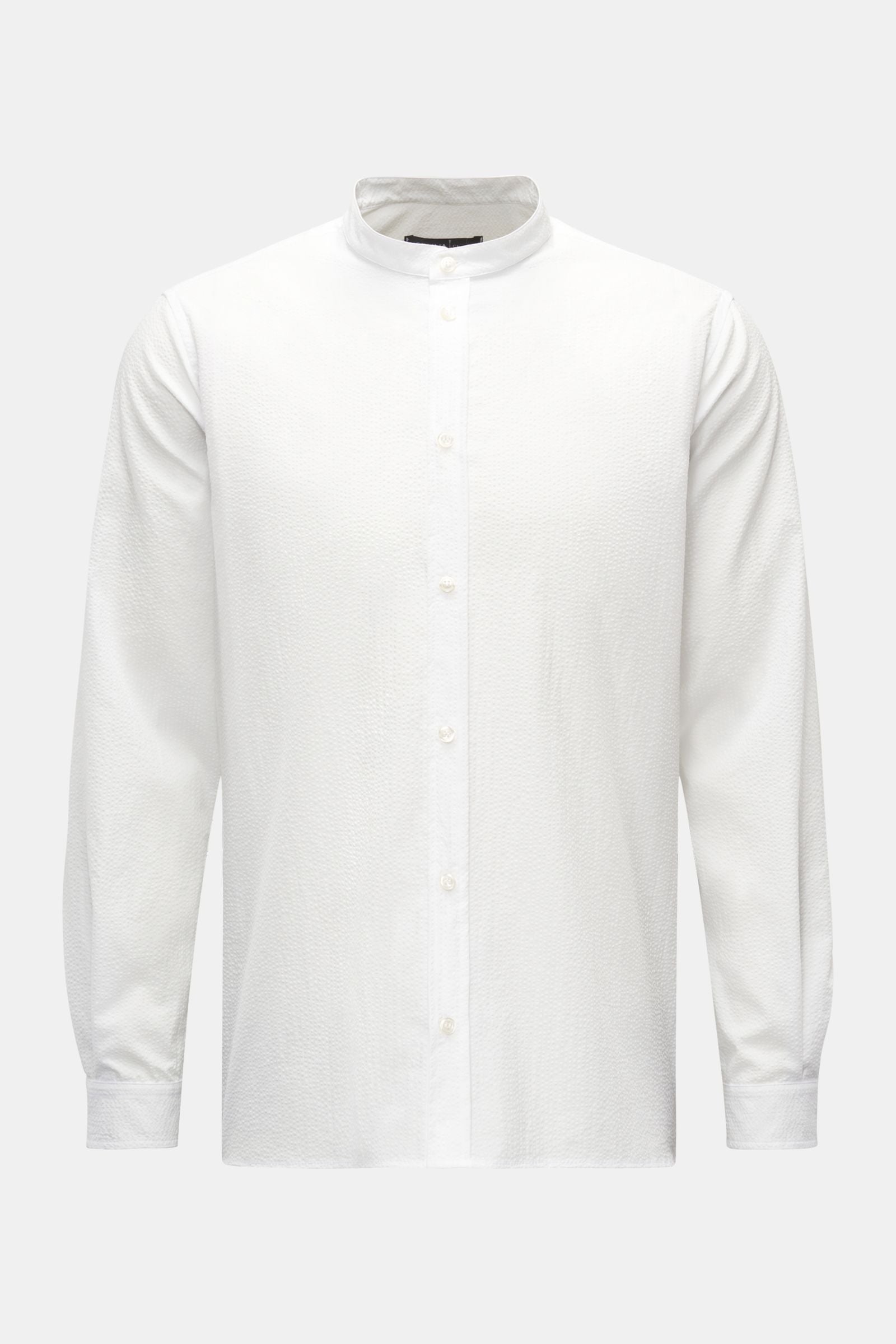 Cruna Seersucker shirt grandad collar - white