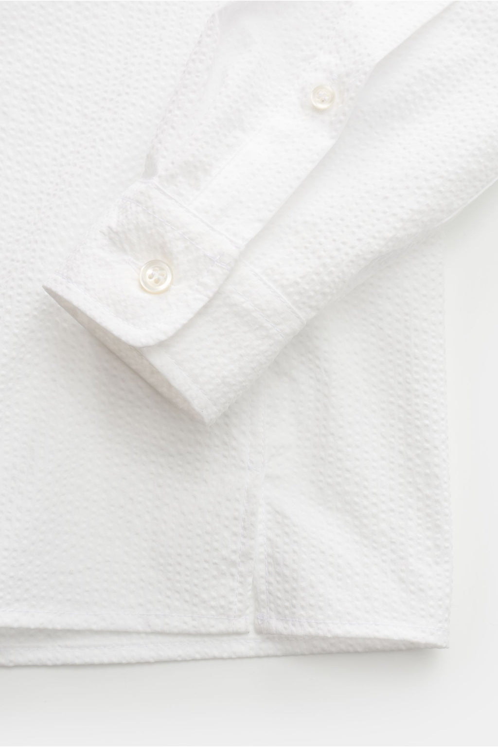 Cruna Seersucker shirt grandad collar - white