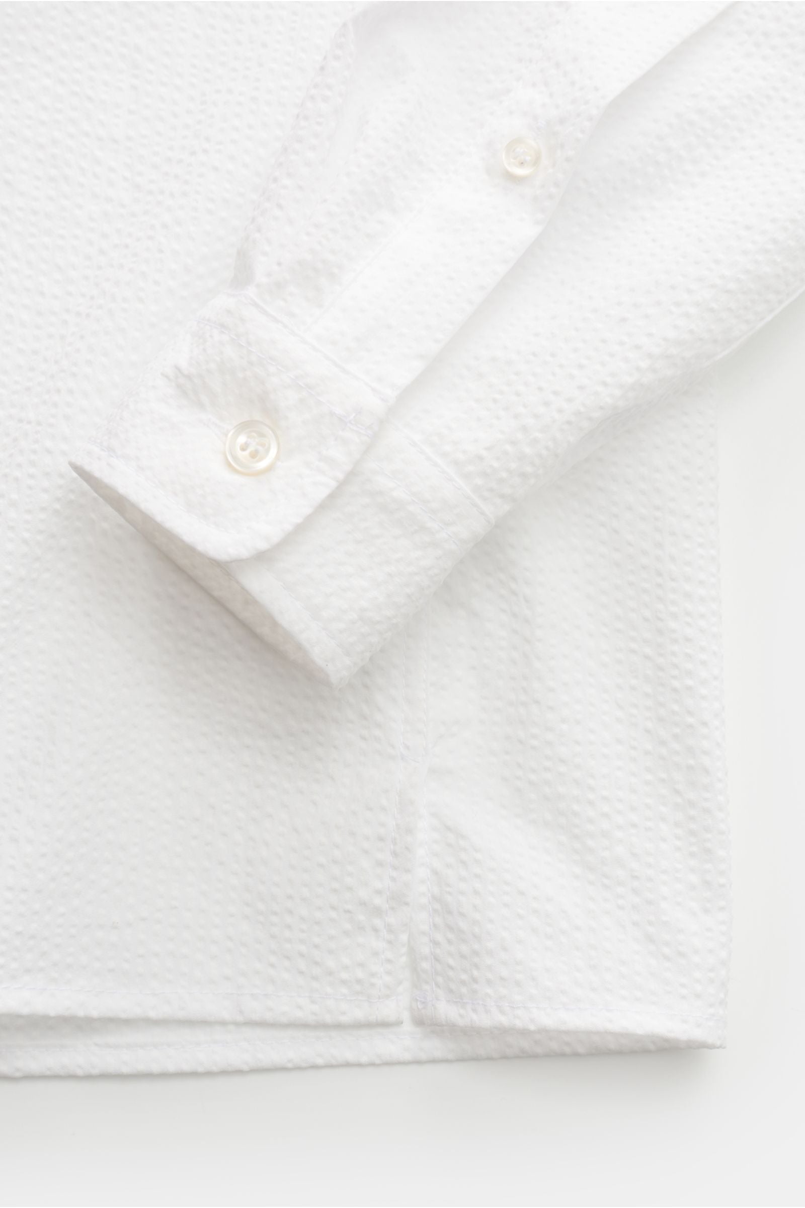 Cruna Seersucker shirt grandad collar - white