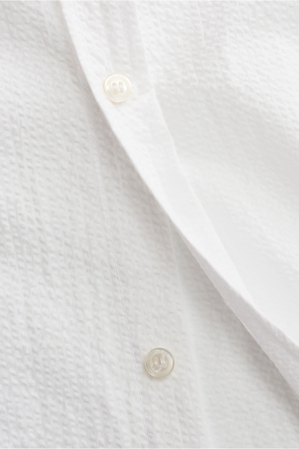 Cruna Seersucker shirt grandad collar - white