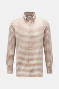 Giampaolo Casual shirt button-down collar light brown/off-white - white checked