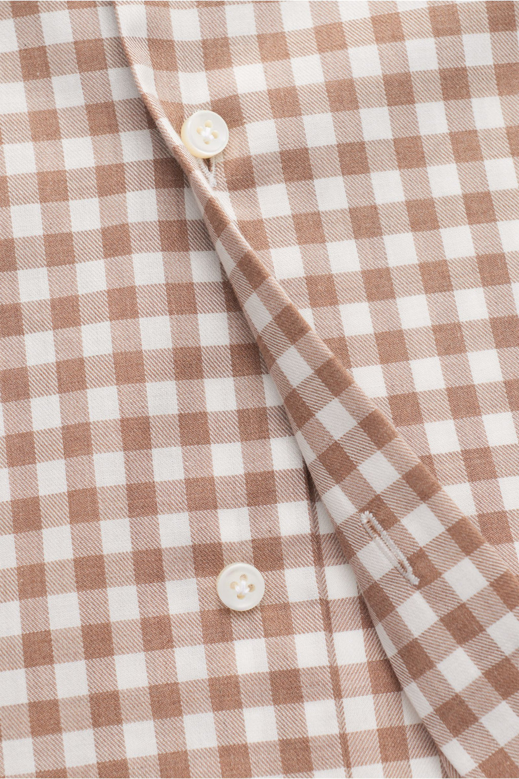 Giampaolo Casual shirt button-down collar light brown/off-white - white checked