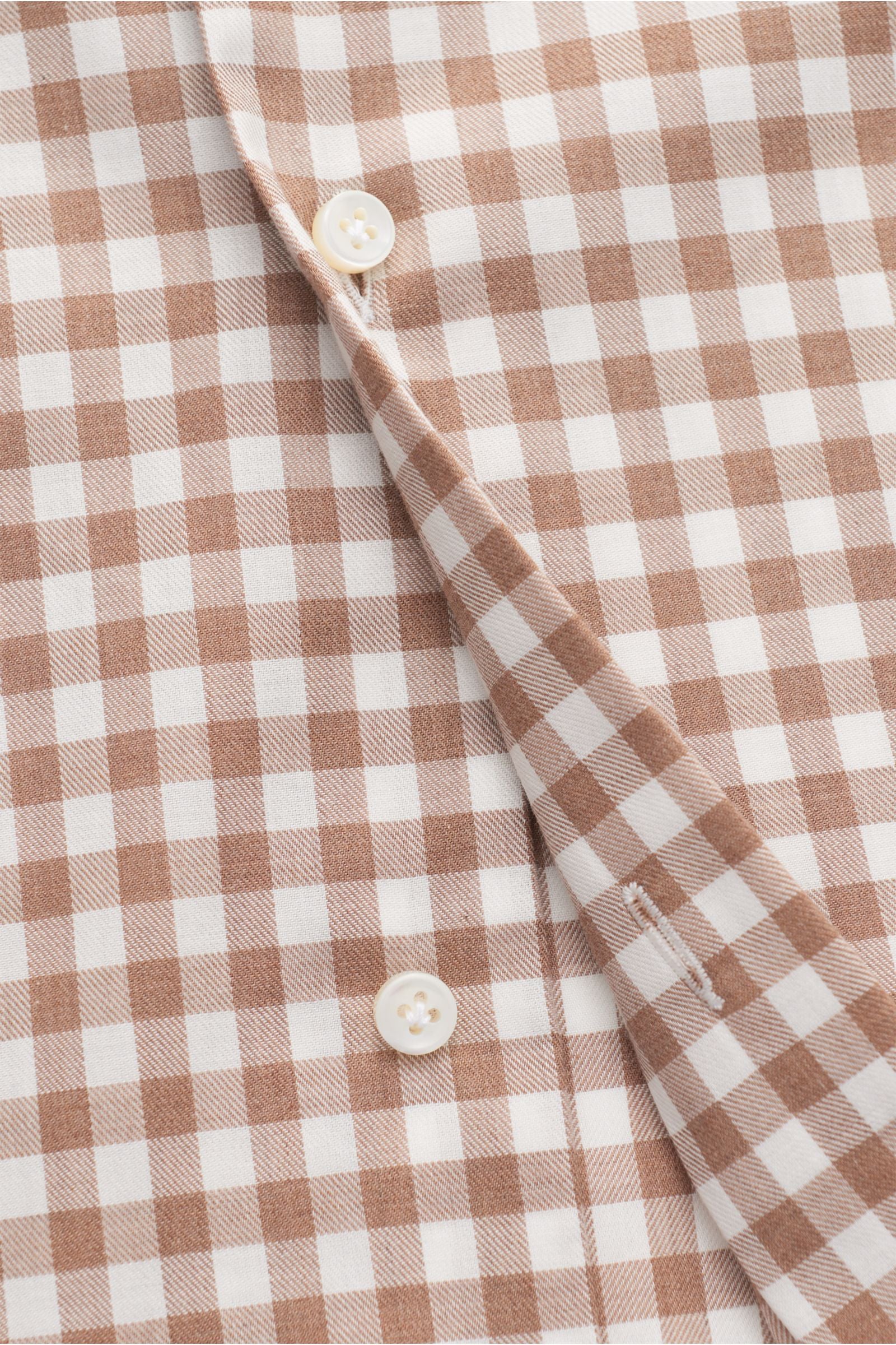 Giampaolo Casual shirt button-down collar light brown/off-white - white checked