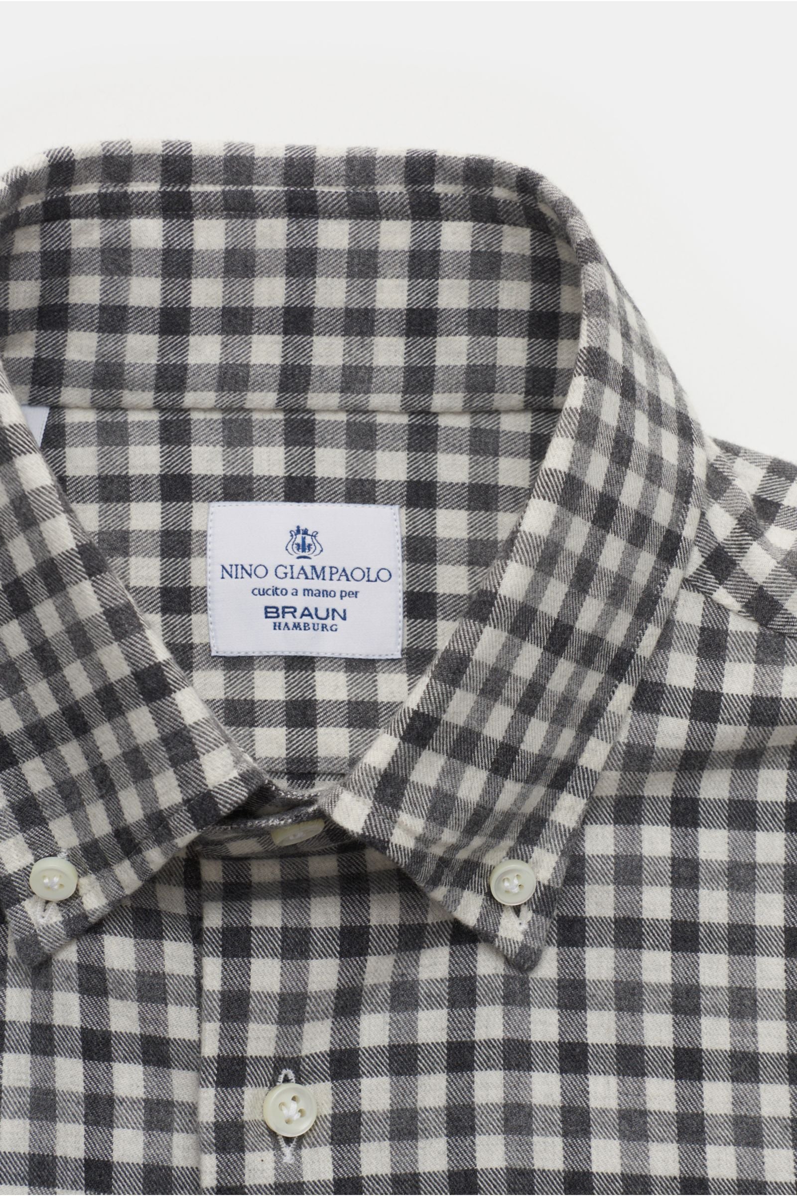 Giampaolo Casual shirt button-down collar /white - checked 2