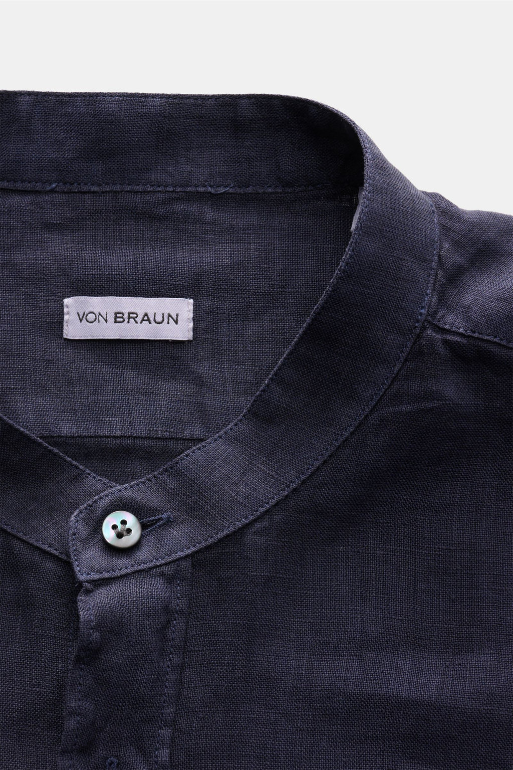 von Braun Linen shirt grandad collar - Navy