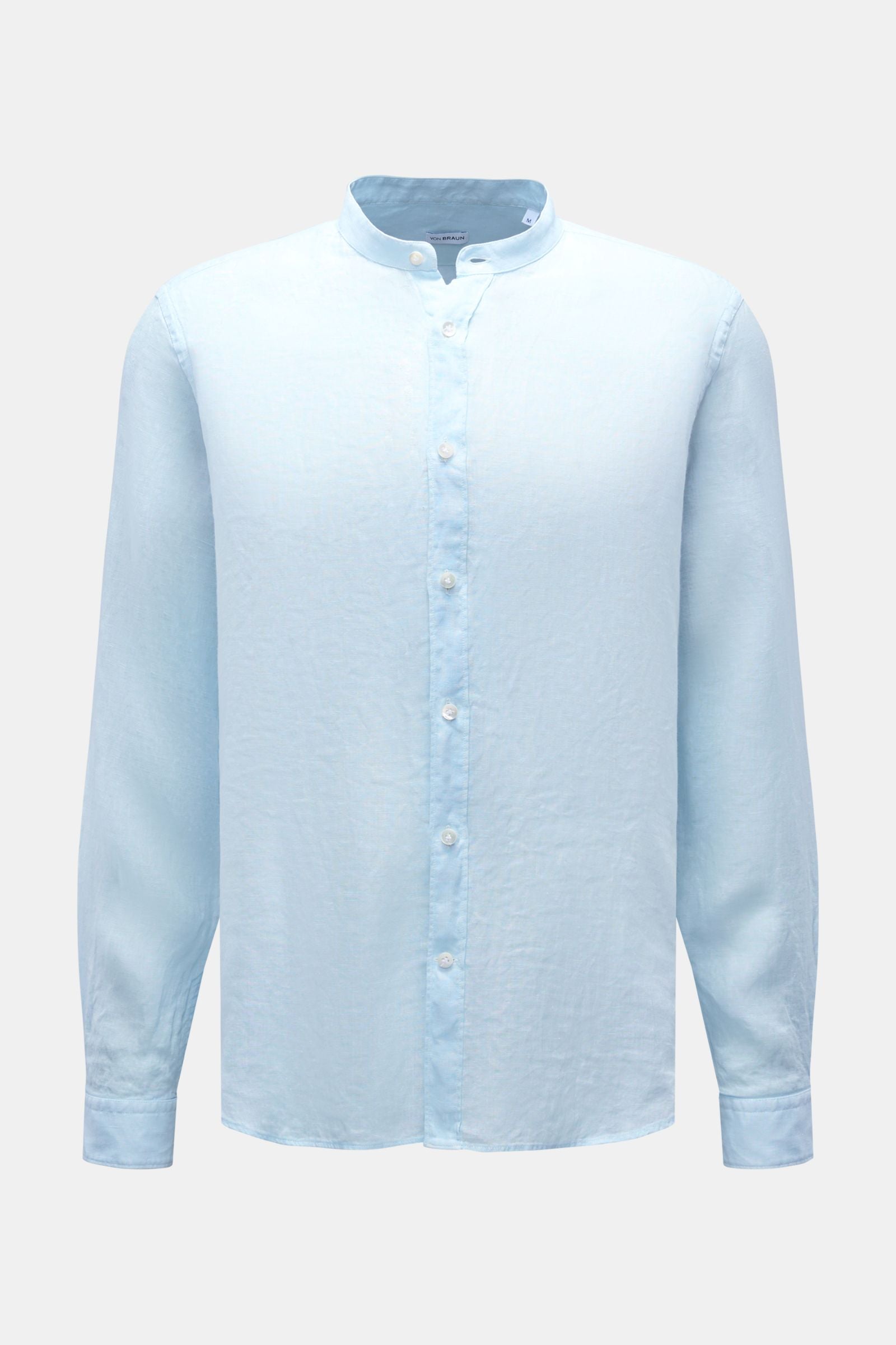 von Braun Linen shirt grandad collar - Pastel blue