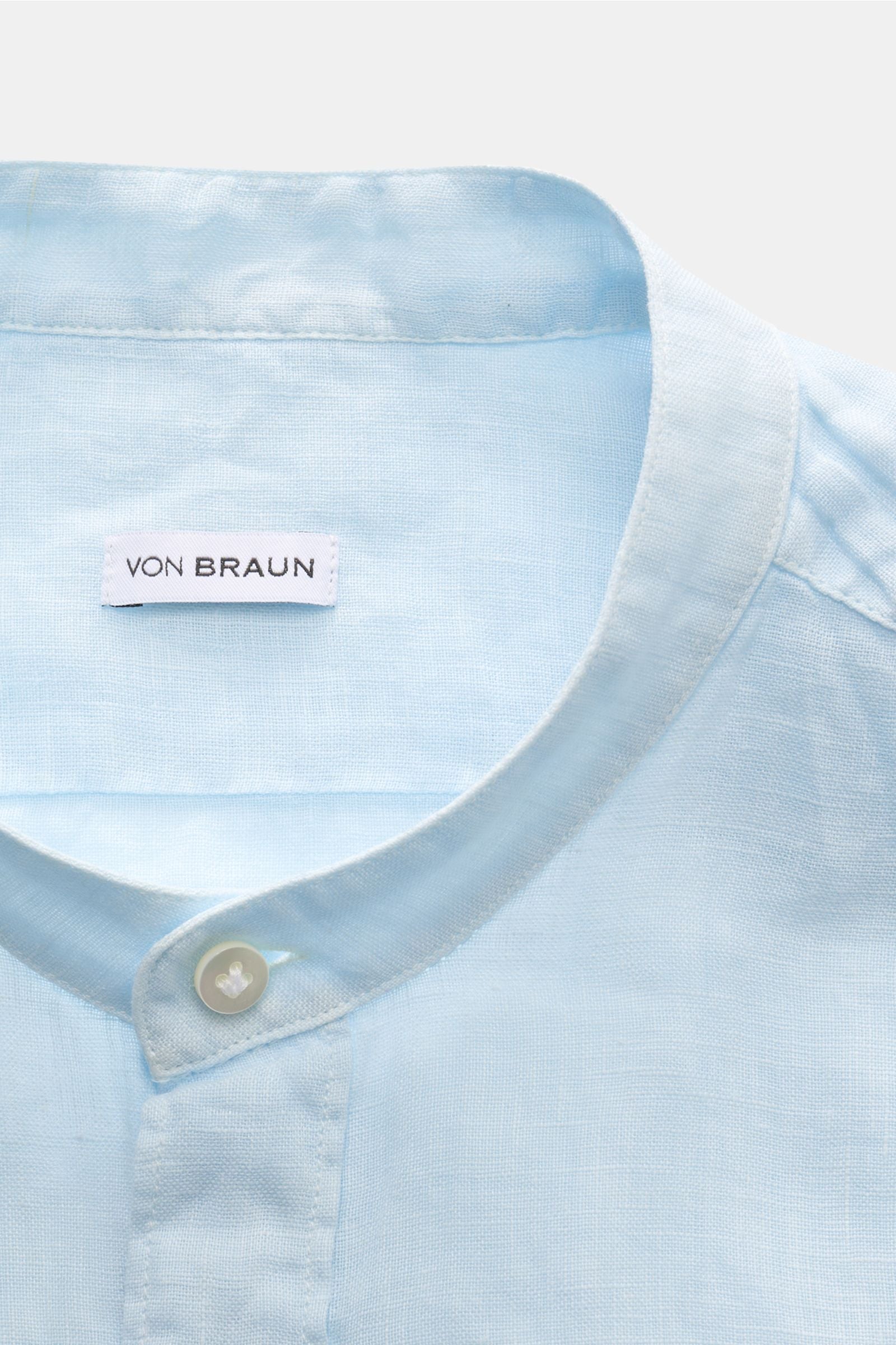 von Braun Linen shirt grandad collar - Pastel blue
