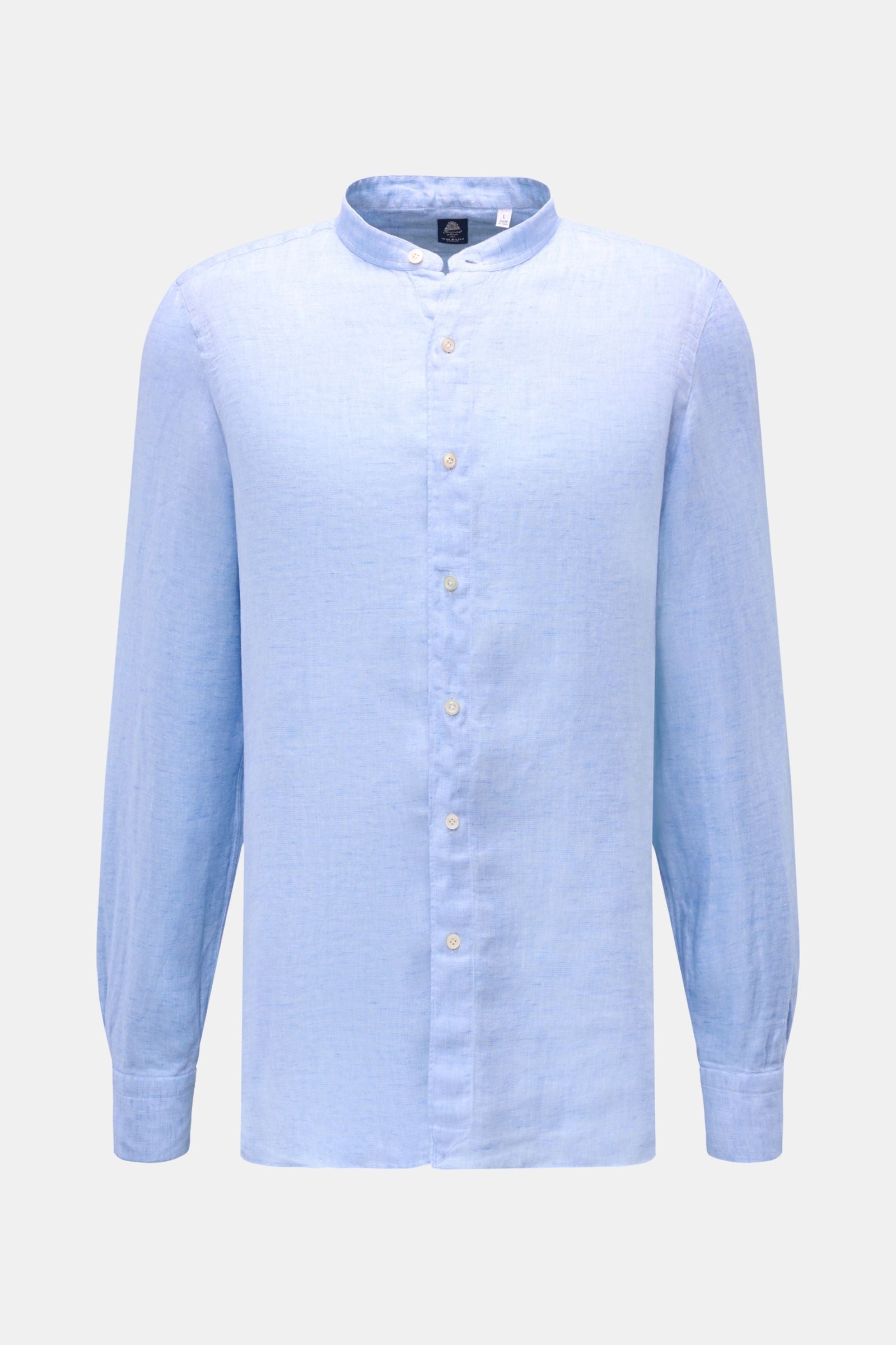 Finamore Linen shirt 'Lorenzo Gaeta' grandad collar - light blue