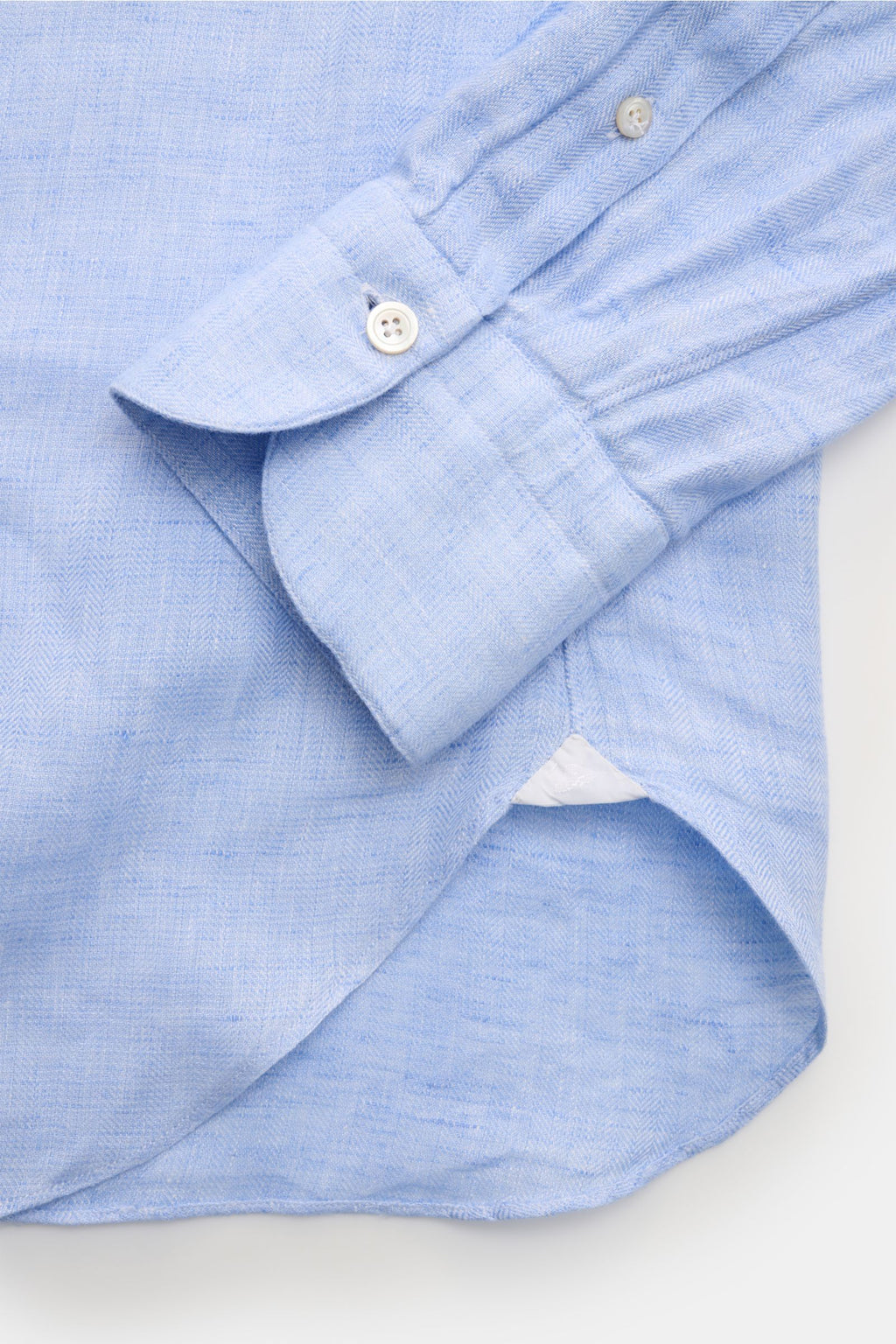 Finamore Linen shirt 'Lorenzo Gaeta' grandad collar - light blue