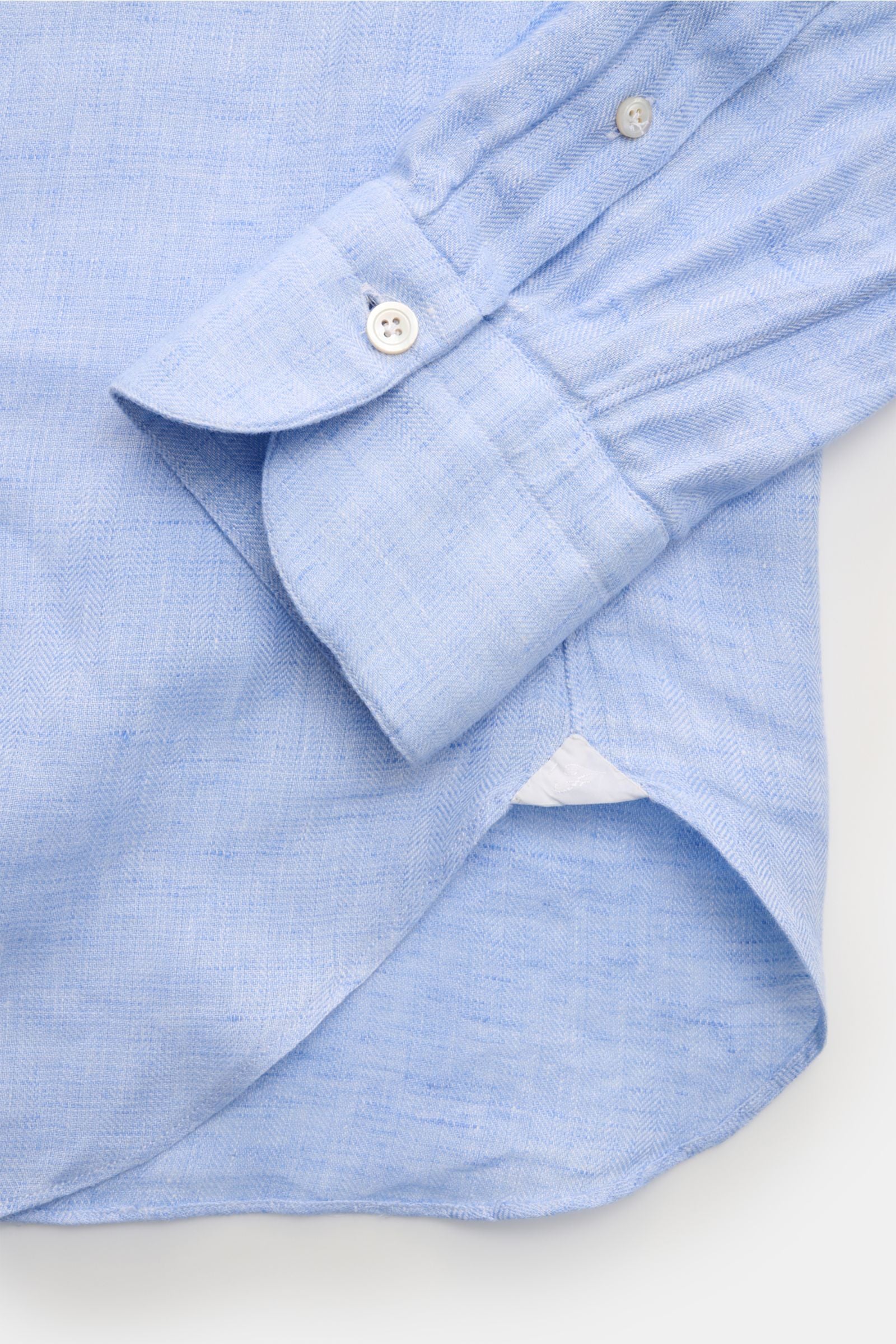 Finamore Linen shirt 'Lorenzo Gaeta' grandad collar - light blue