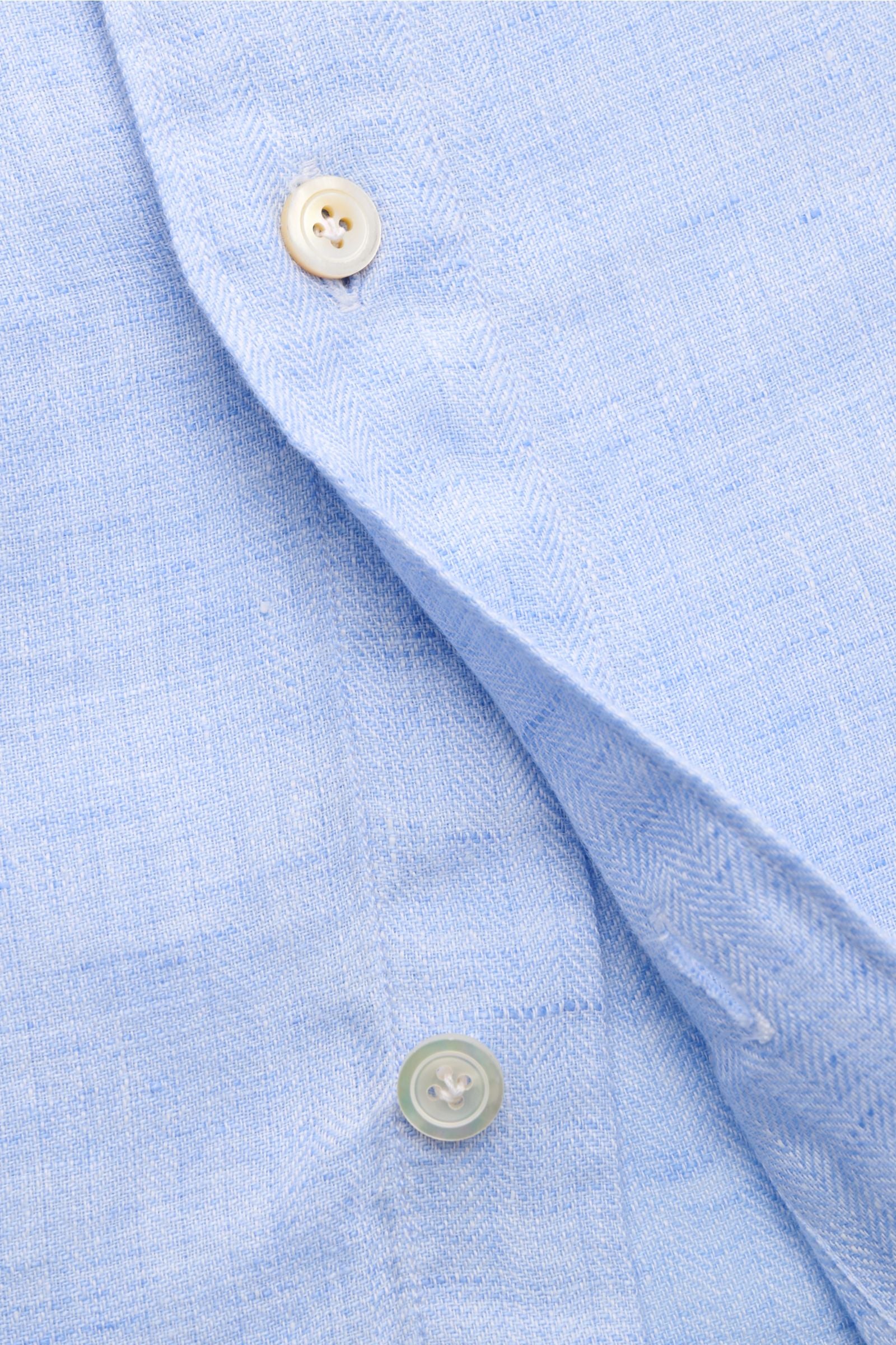 Finamore Linen shirt 'Lorenzo Gaeta' grandad collar - light blue