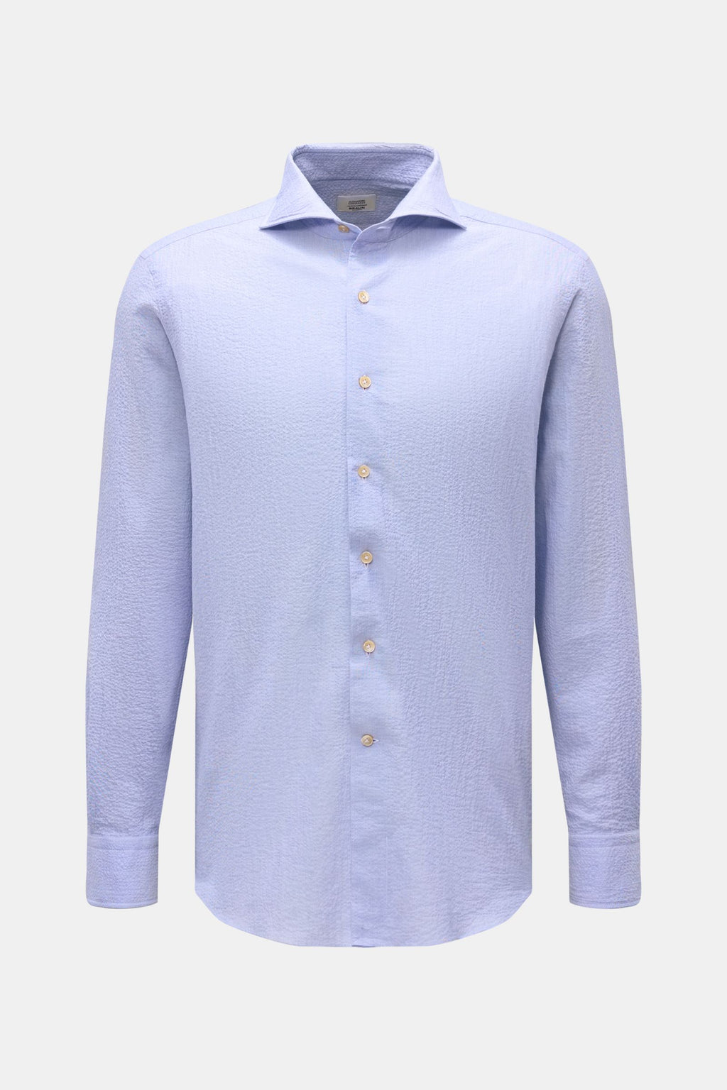Gherardi Seersucker shirt shark collar smoky - smoky blue