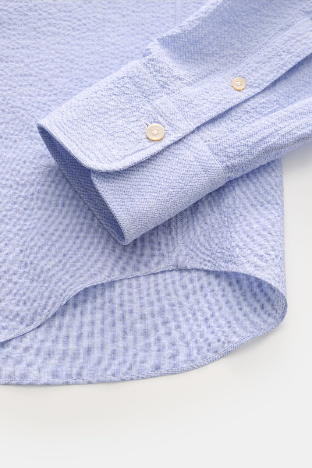 Gherardi Seersucker shirt shark collar smoky - smoky blue