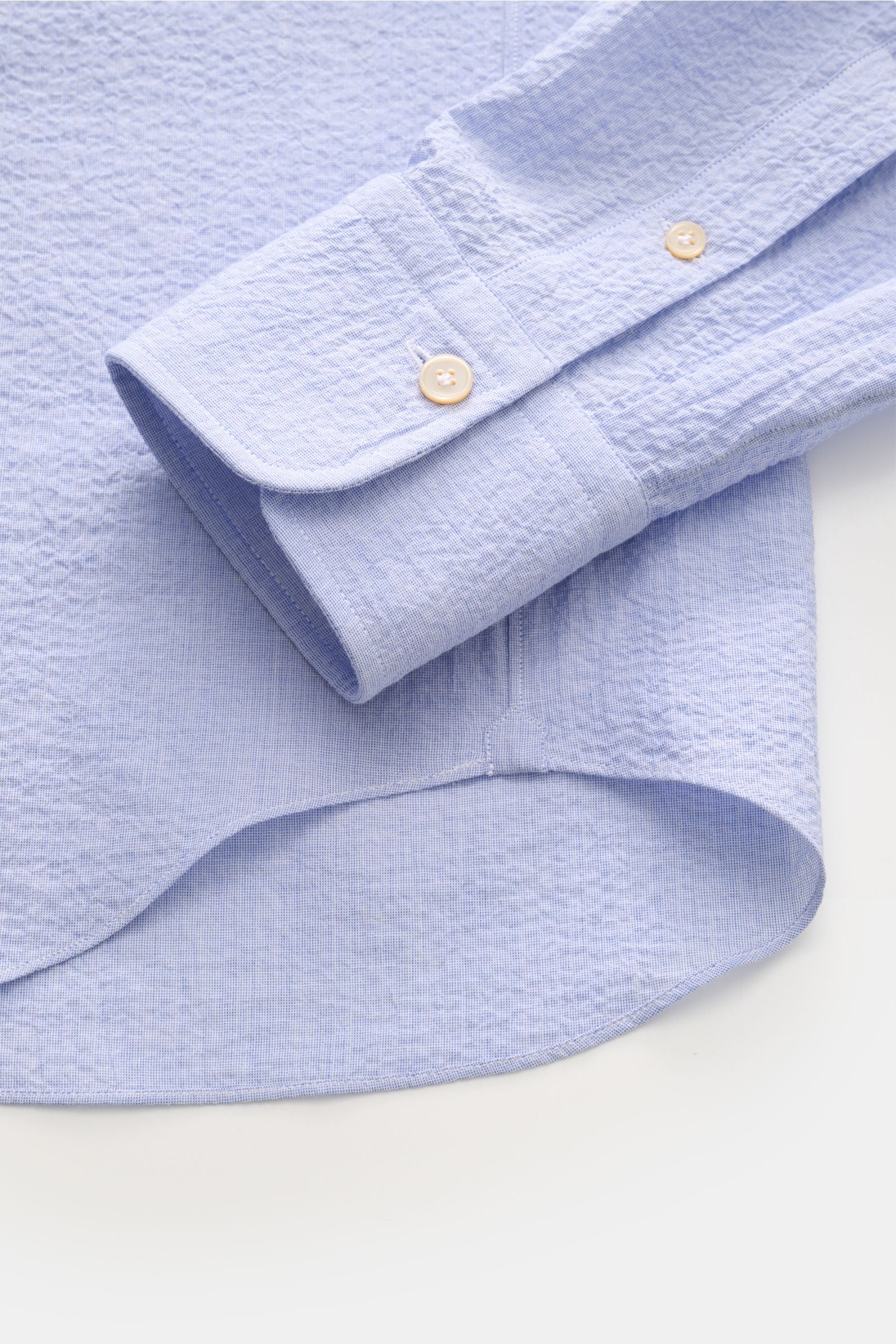 Gherardi Seersucker shirt shark collar smoky - smoky blue