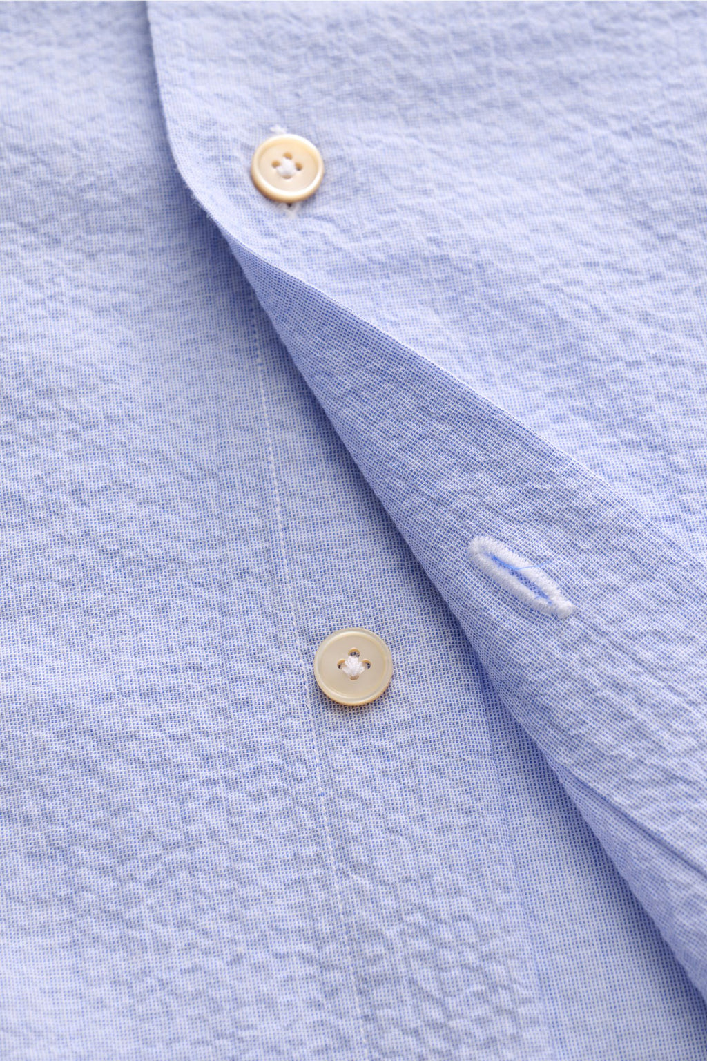 Gherardi Seersucker shirt shark collar smoky - smoky blue