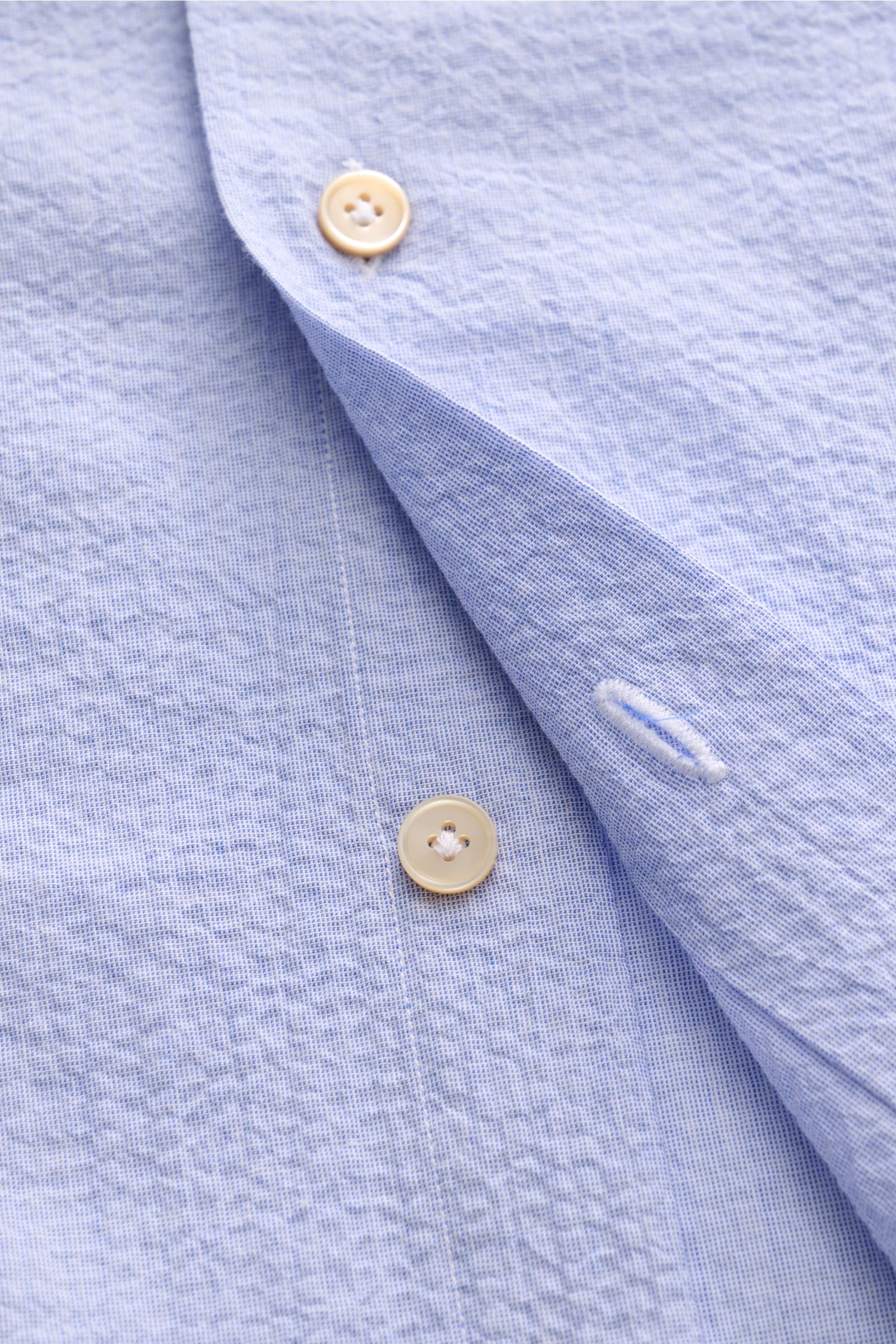 Gherardi Seersucker shirt shark collar smoky - smoky blue