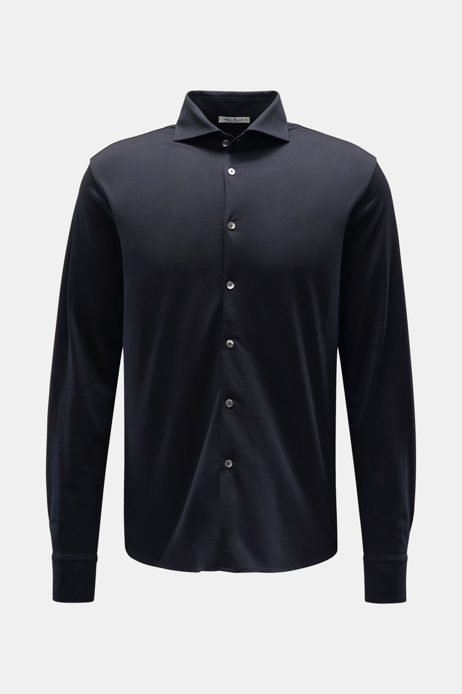 Stefan Brandt Jersey shirt 'Otis' shark collar - Navy