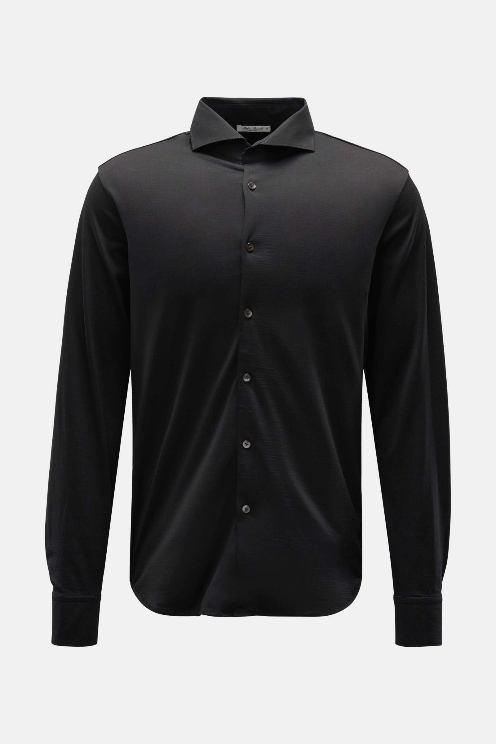 Stefan Brandt Jersey shirt 'Otis' shark collar - Black