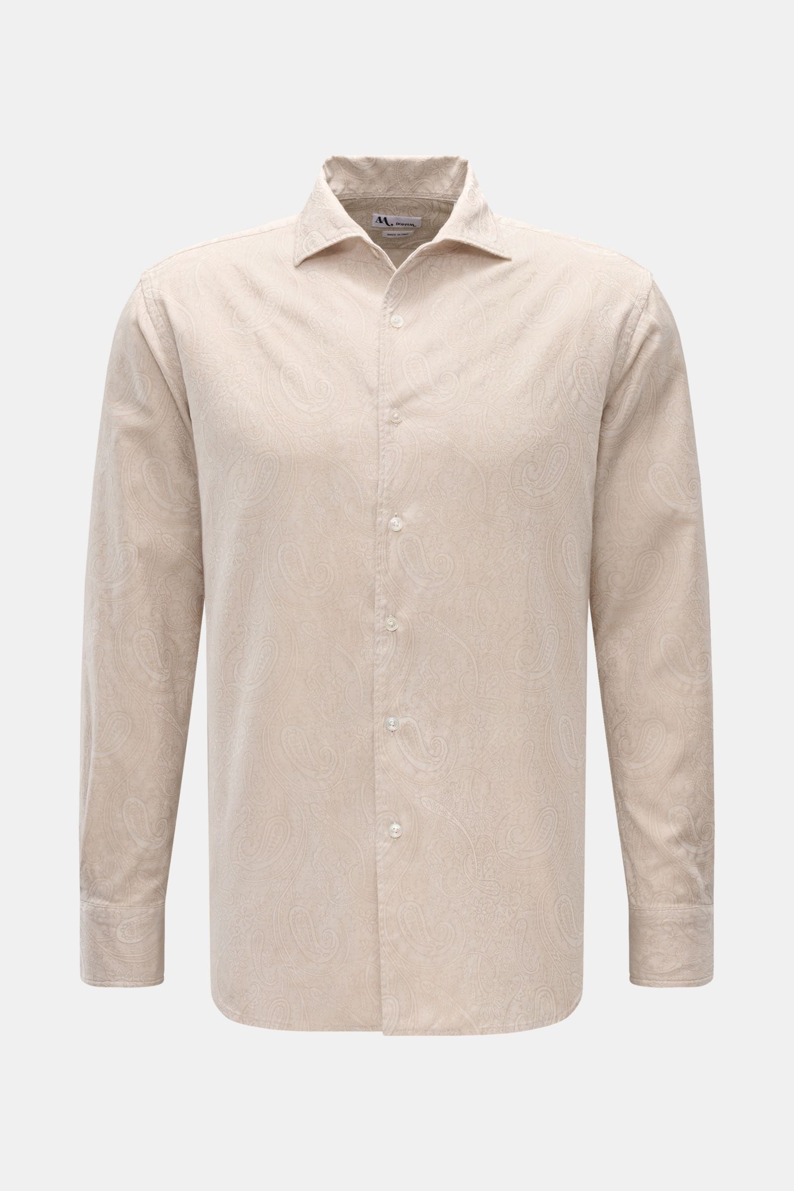 Doppiaa Jacquard shirt 'Aannacapri' shark collar - Beige