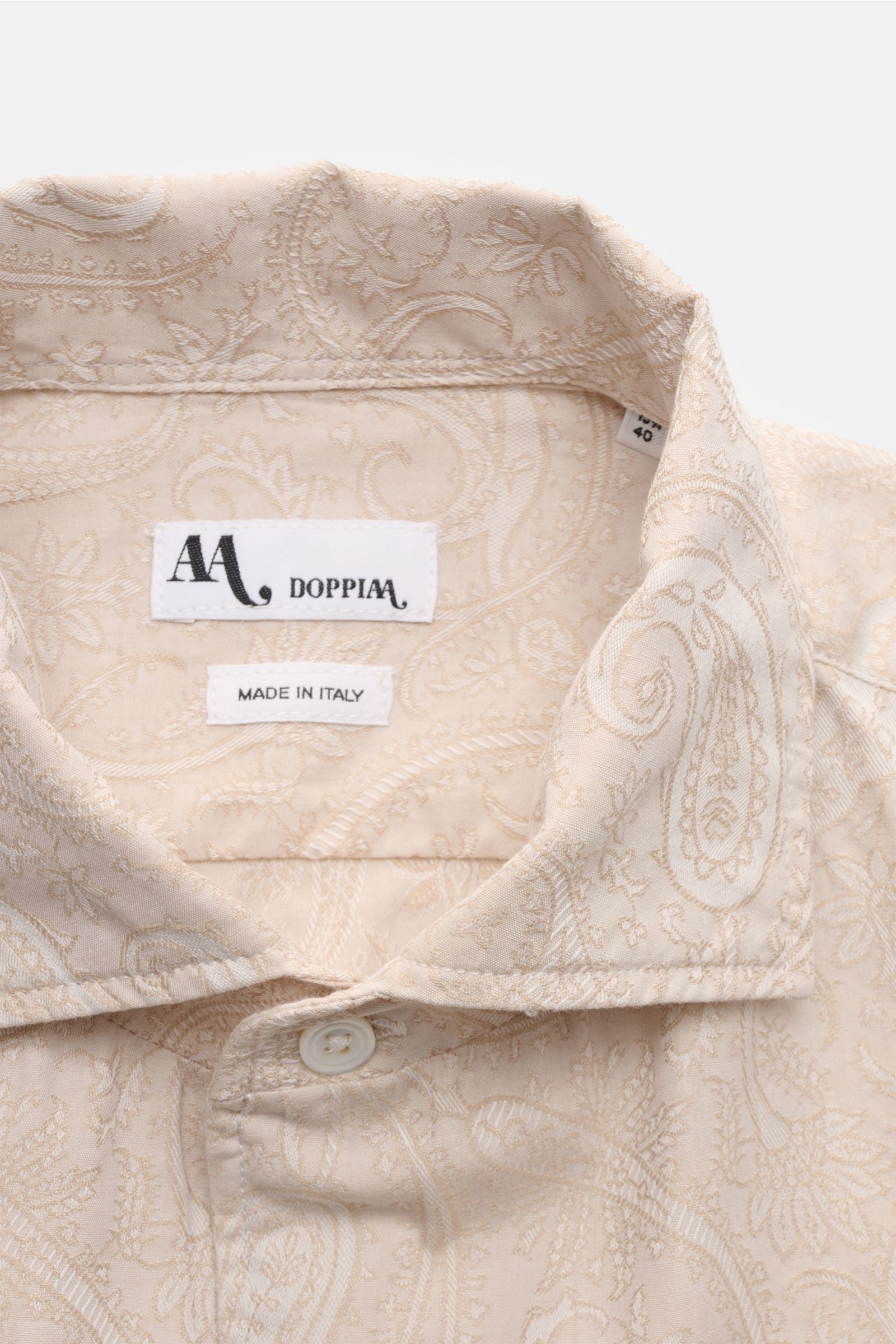 Doppiaa Jacquard shirt 'Aannacapri' shark collar - Beige